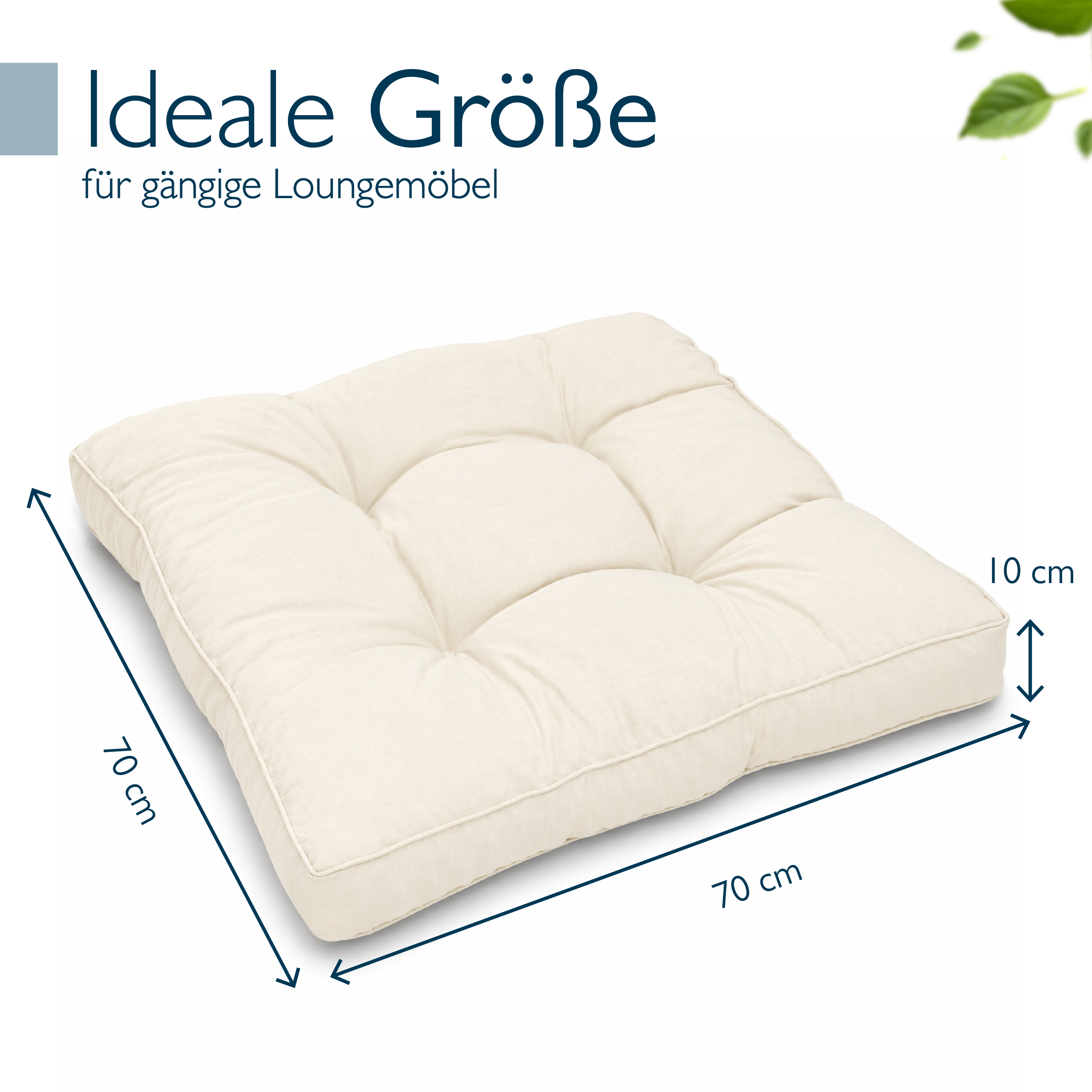 Outdoor Lounge Rückenkissen & Sitzkissen 10/12 cm dick Natur - Loungekissen xLuna