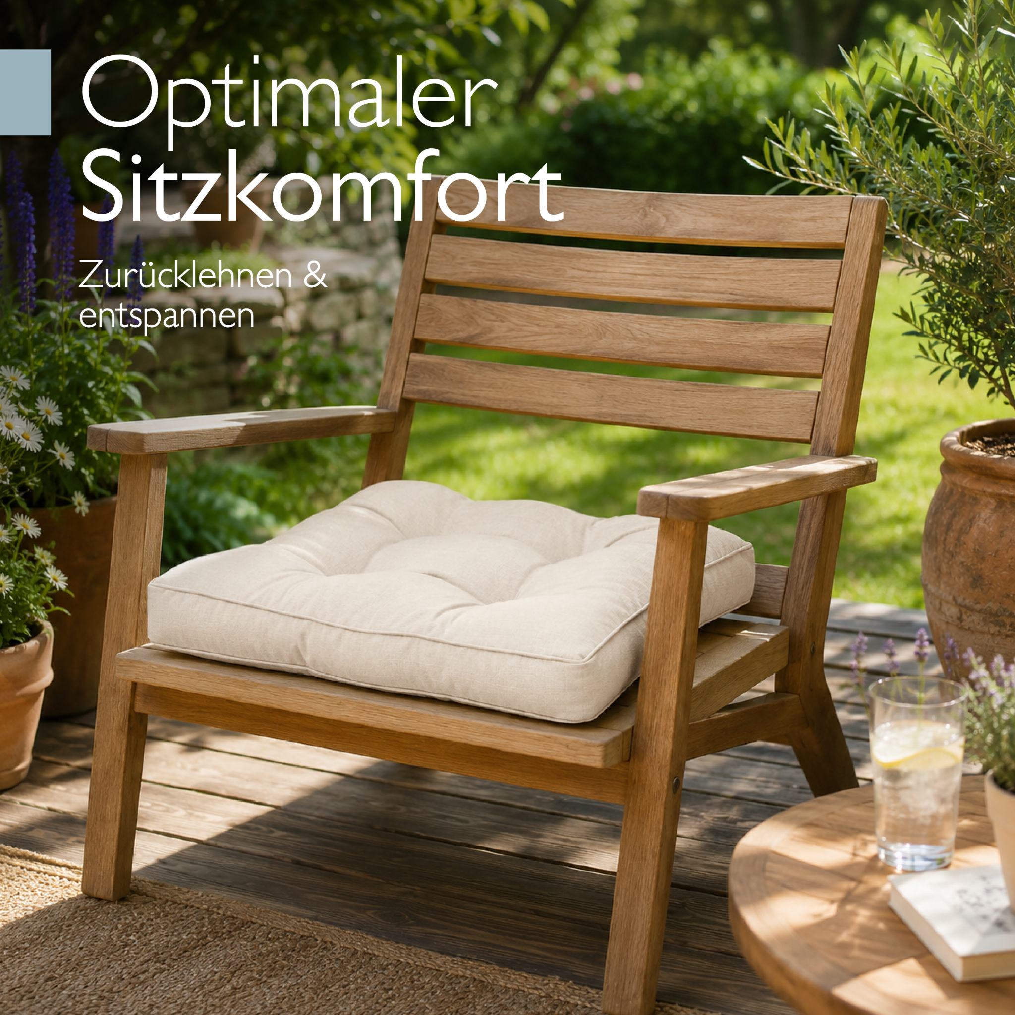Outdoor Lounge Rückenkissen & Sitzkissen 10/12 cm dick Natur - Loungekissen xLuna