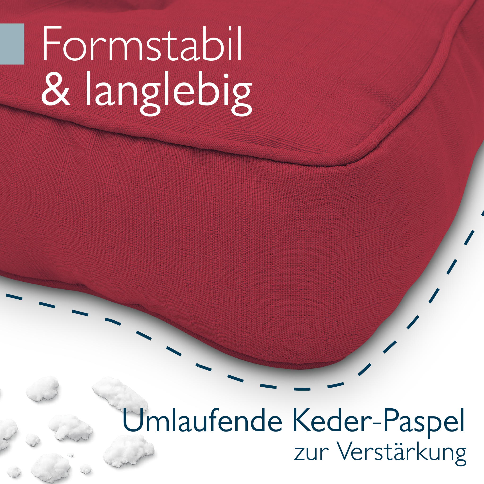Outdoor Lounge Rückenkissen & Sitzkissen 10/12 cm dick Rot - Loungekissen xLuna