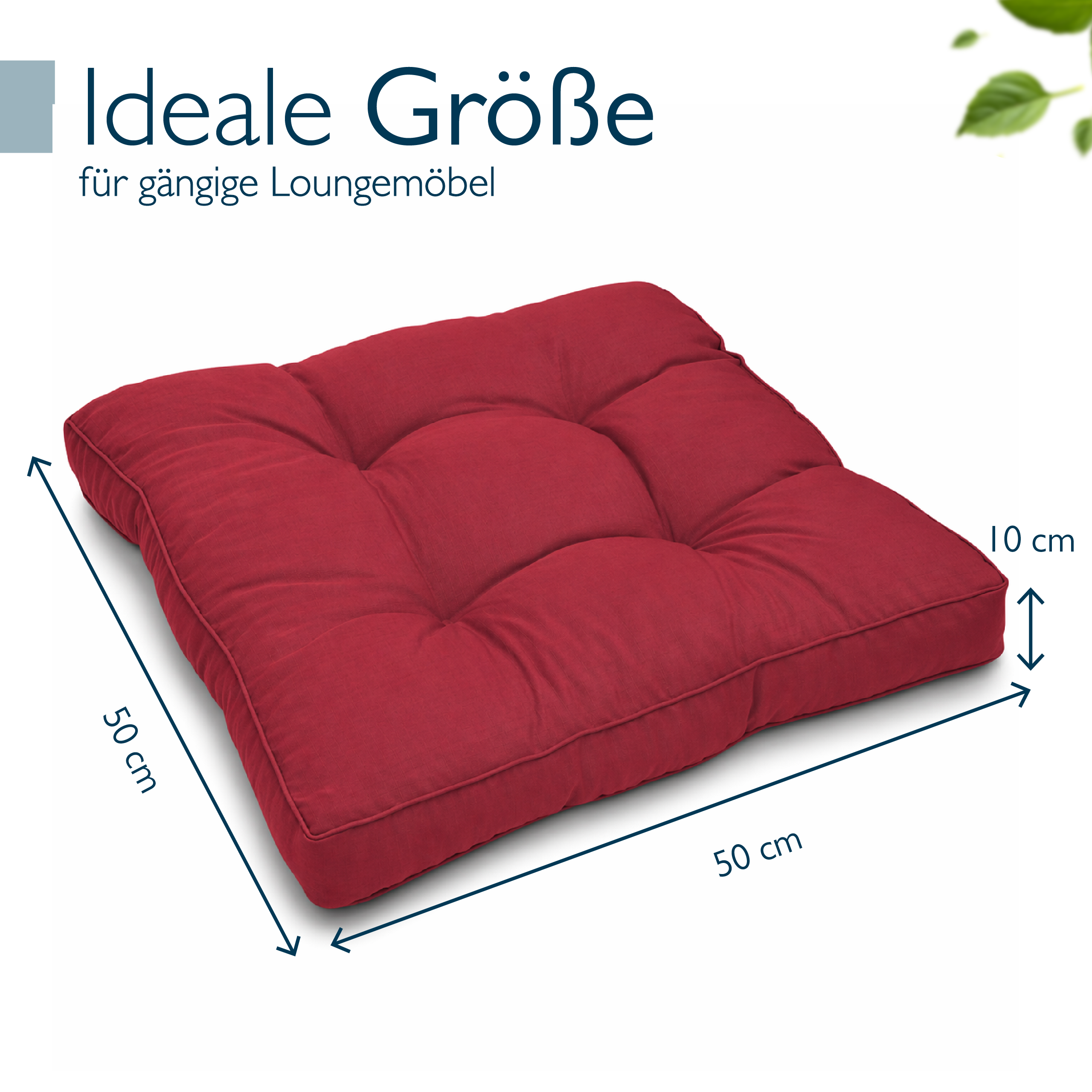 Outdoor Lounge Rückenkissen & Sitzkissen 10/12 cm dick Rot - Loungekissen xLuna