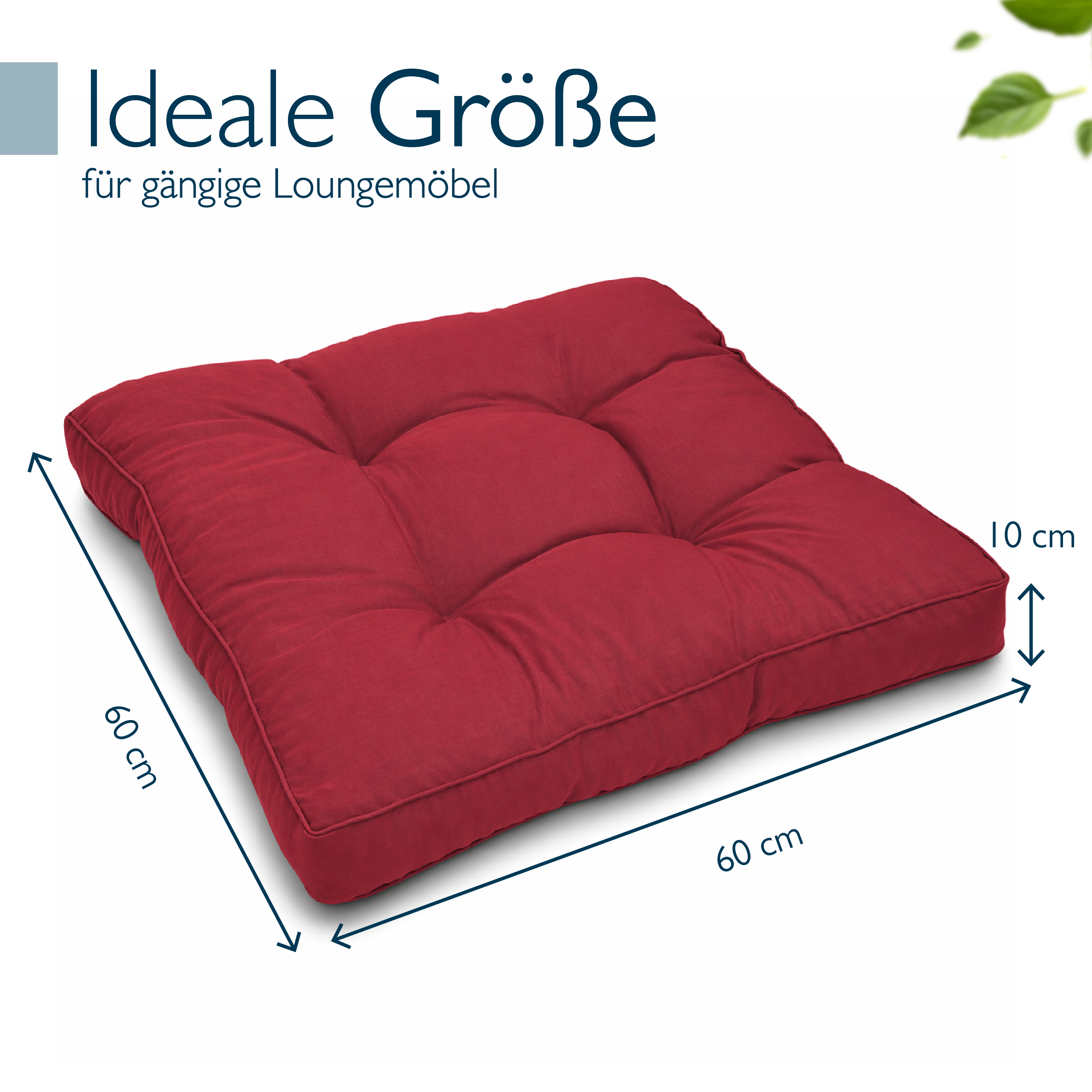 Outdoor Lounge Rückenkissen & Sitzkissen 10/12 cm dick Rot - Loungekissen xLuna