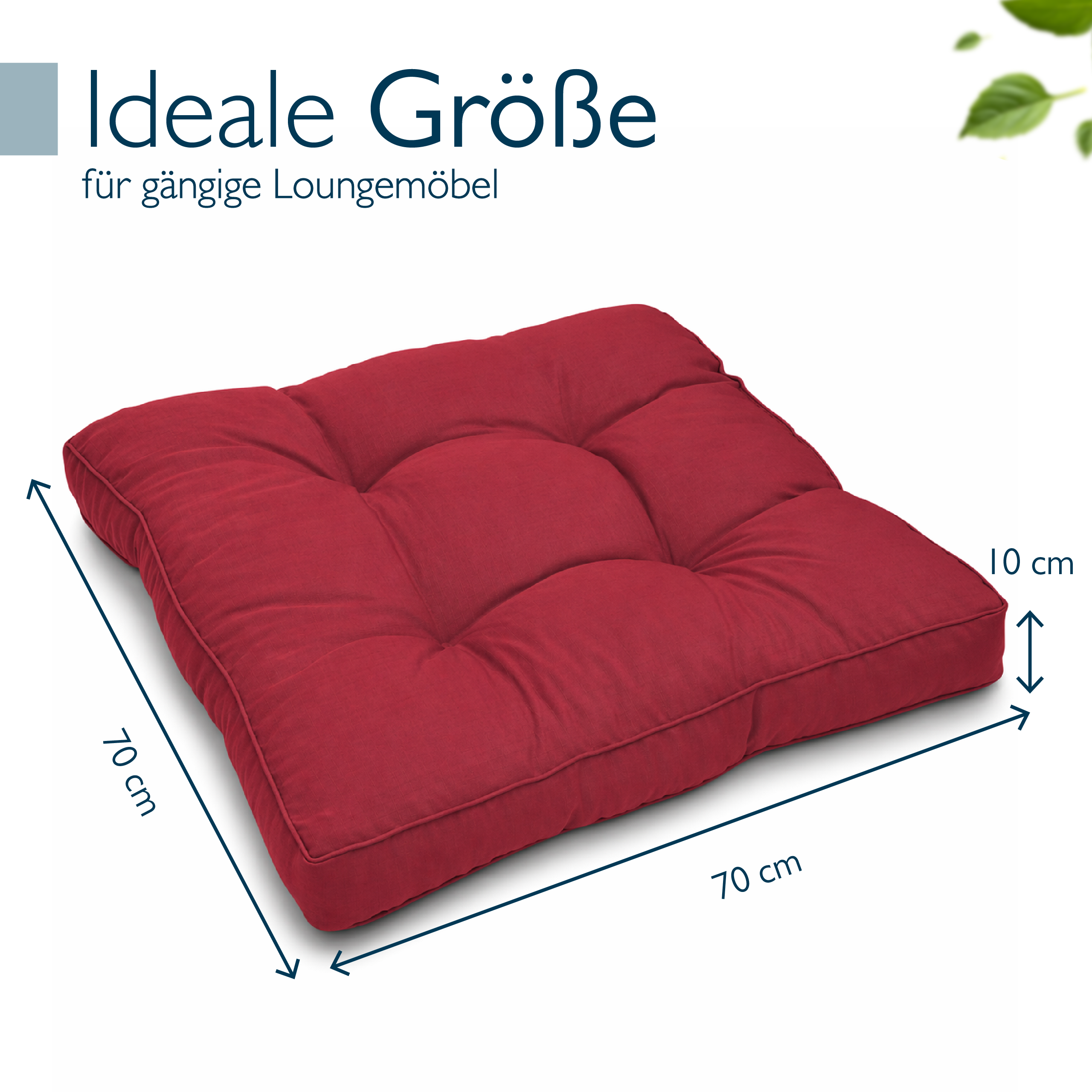 Outdoor Lounge Rückenkissen & Sitzkissen 10/12 cm dick Rot - Loungekissen xLuna