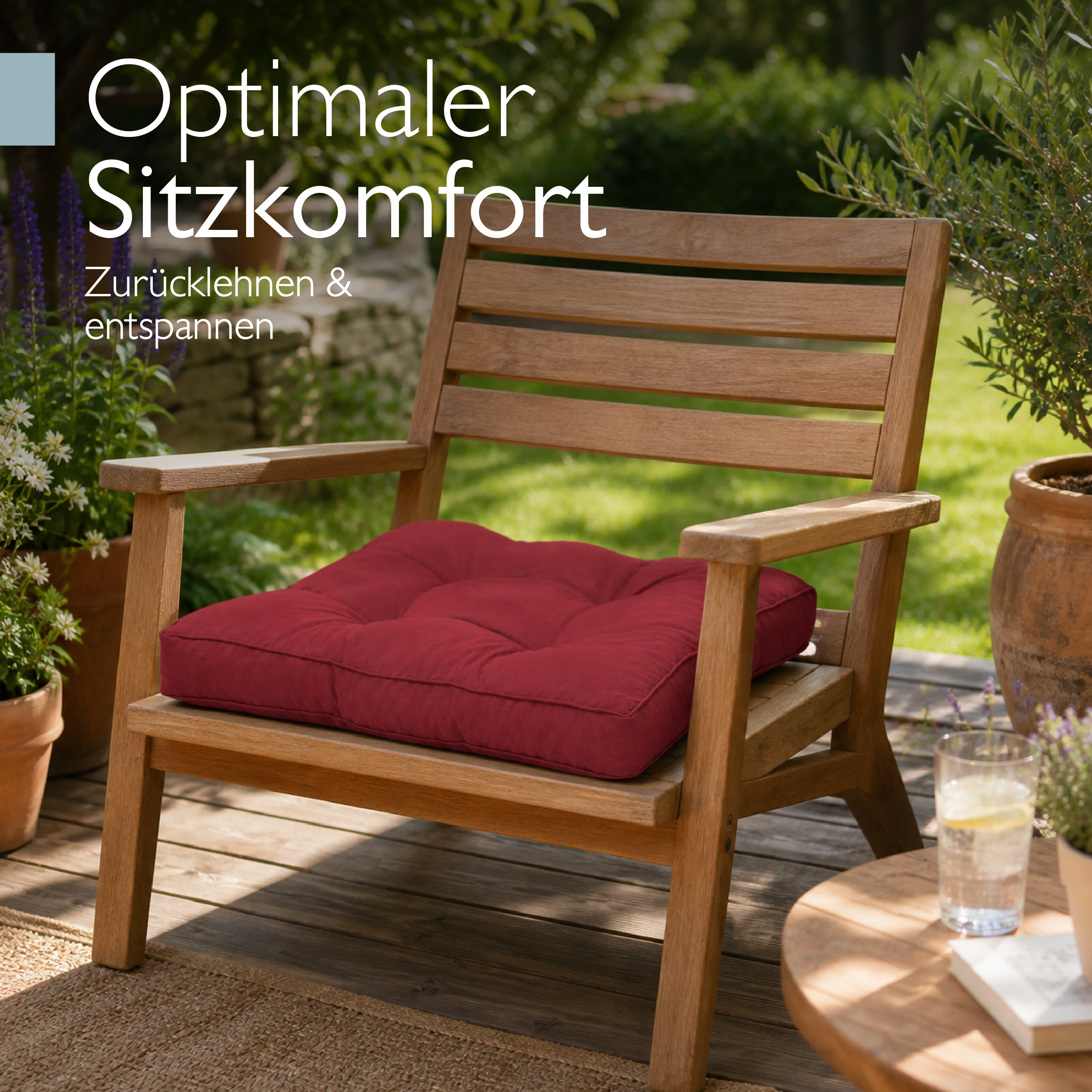 Outdoor Lounge Rückenkissen & Sitzkissen 10/12 cm dick Rot - Loungekissen xLuna