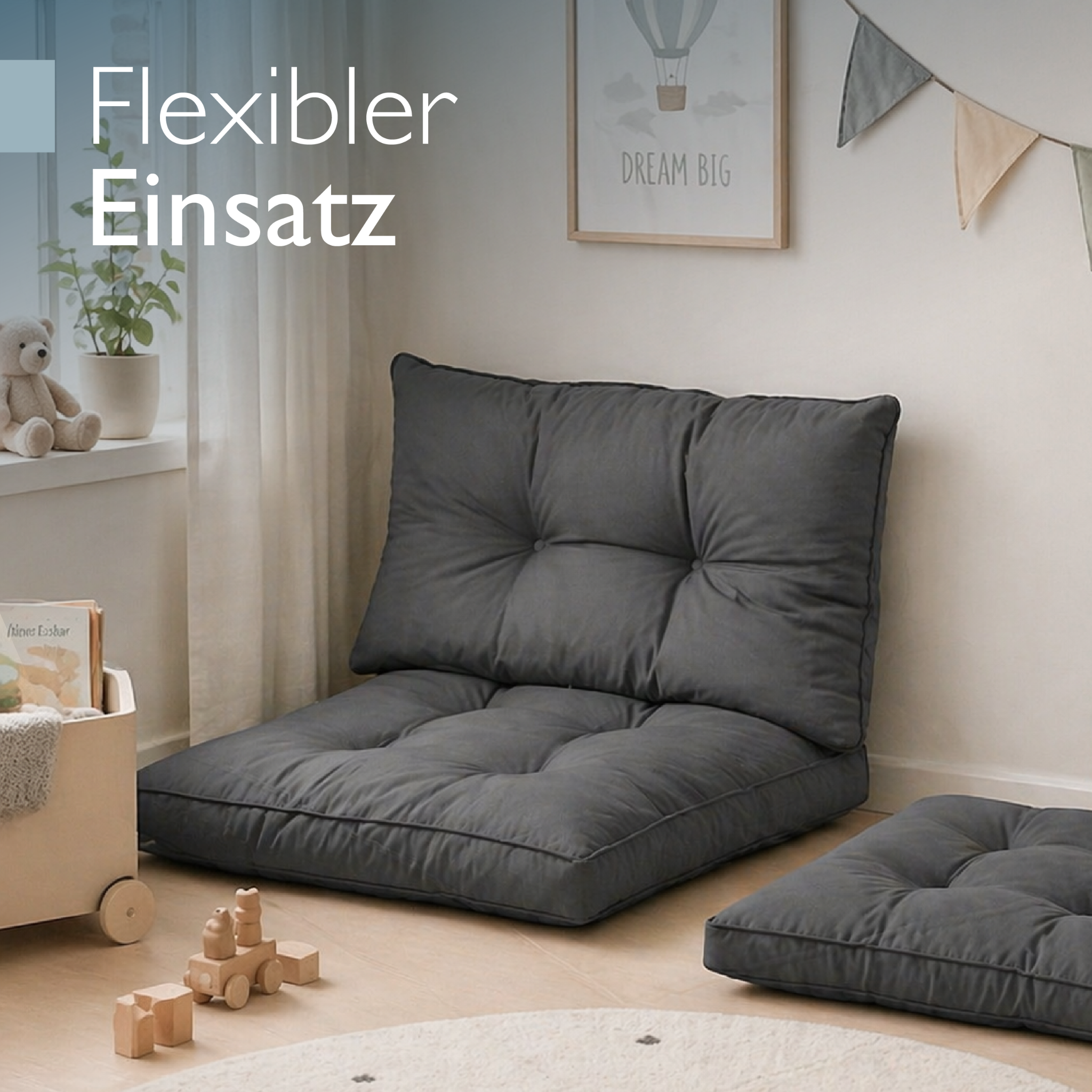 Outdoor Lounge Rückenkissen & Sitzkissen 10/12 cm dick Anthrazit - Loungekissen xLuna