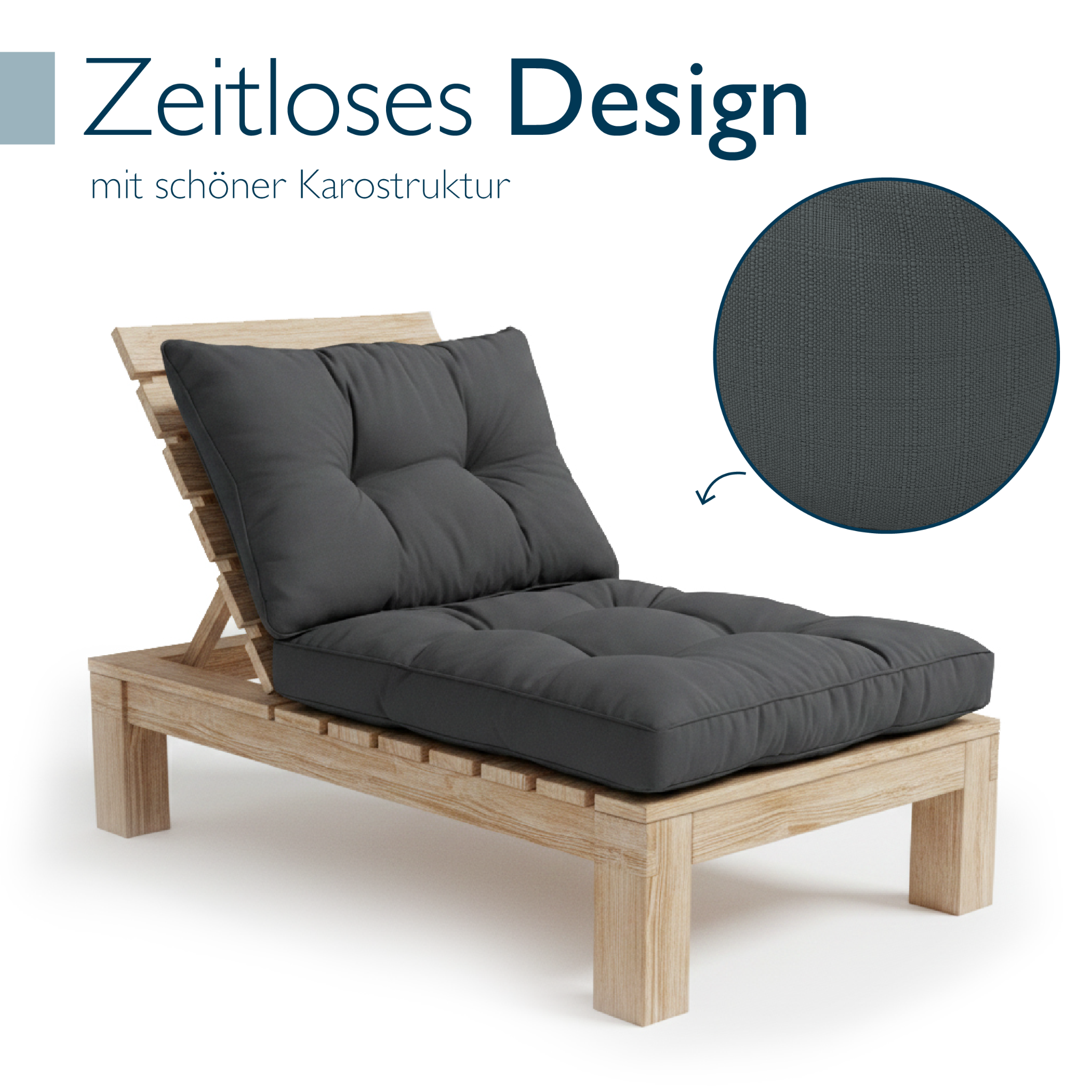 Outdoor Lounge Rückenkissen & Sitzkissen 10/12 cm dick Anthrazit - Loungekissen xLuna