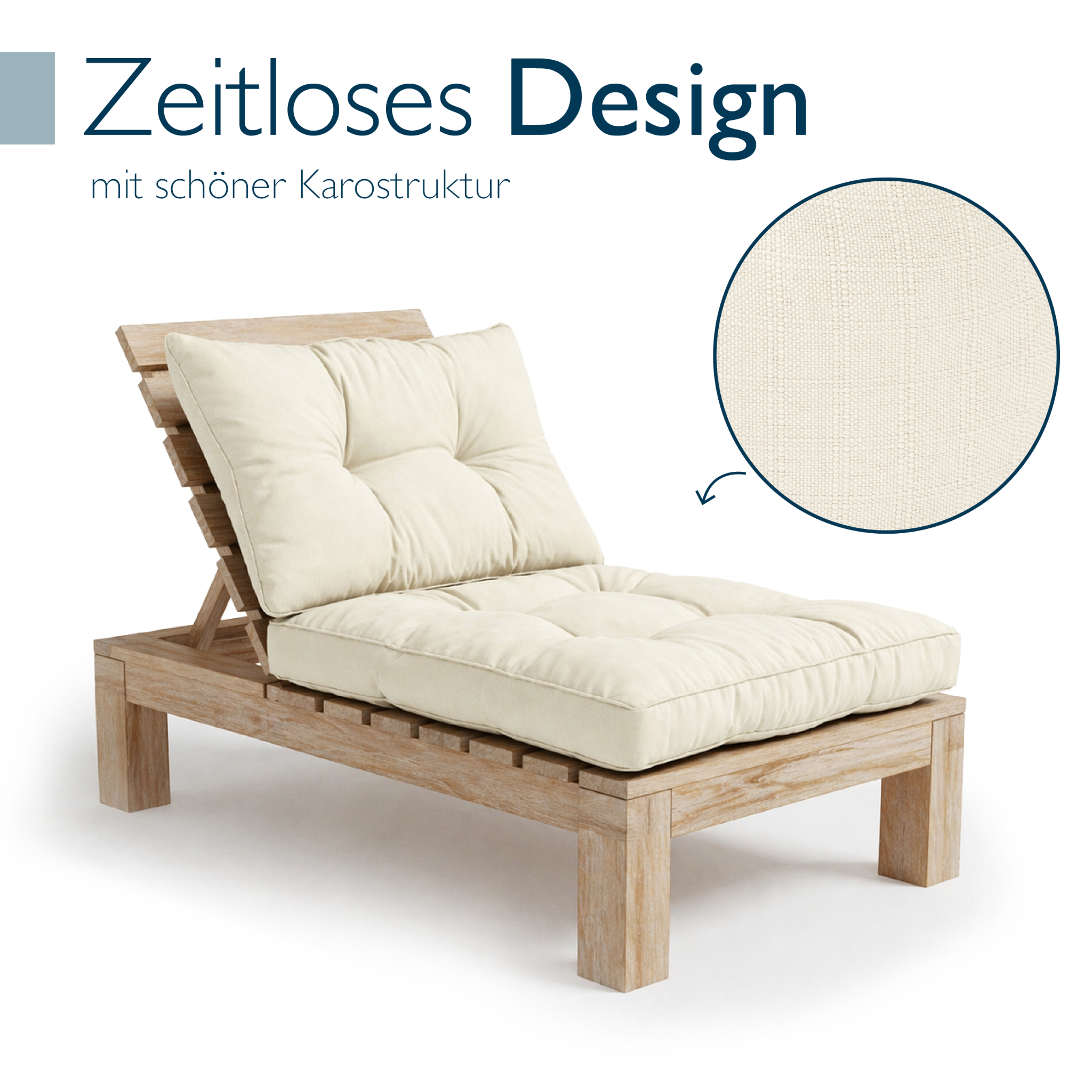 Outdoor Lounge Rückenkissen & Sitzkissen 10/12 cm dick Natur - Loungekissen xLuna