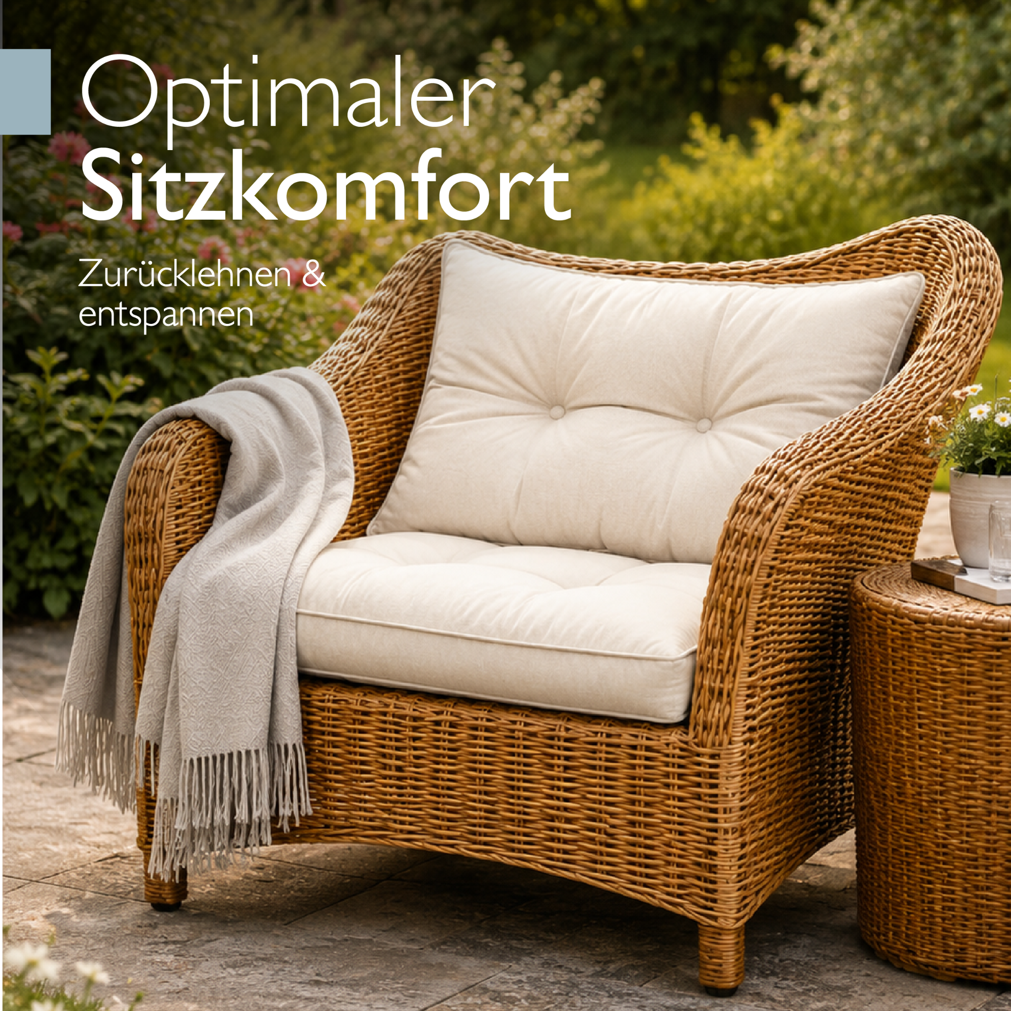 Outdoor Lounge Rückenkissen & Sitzkissen 10/12 cm dick Natur - Loungekissen xLuna