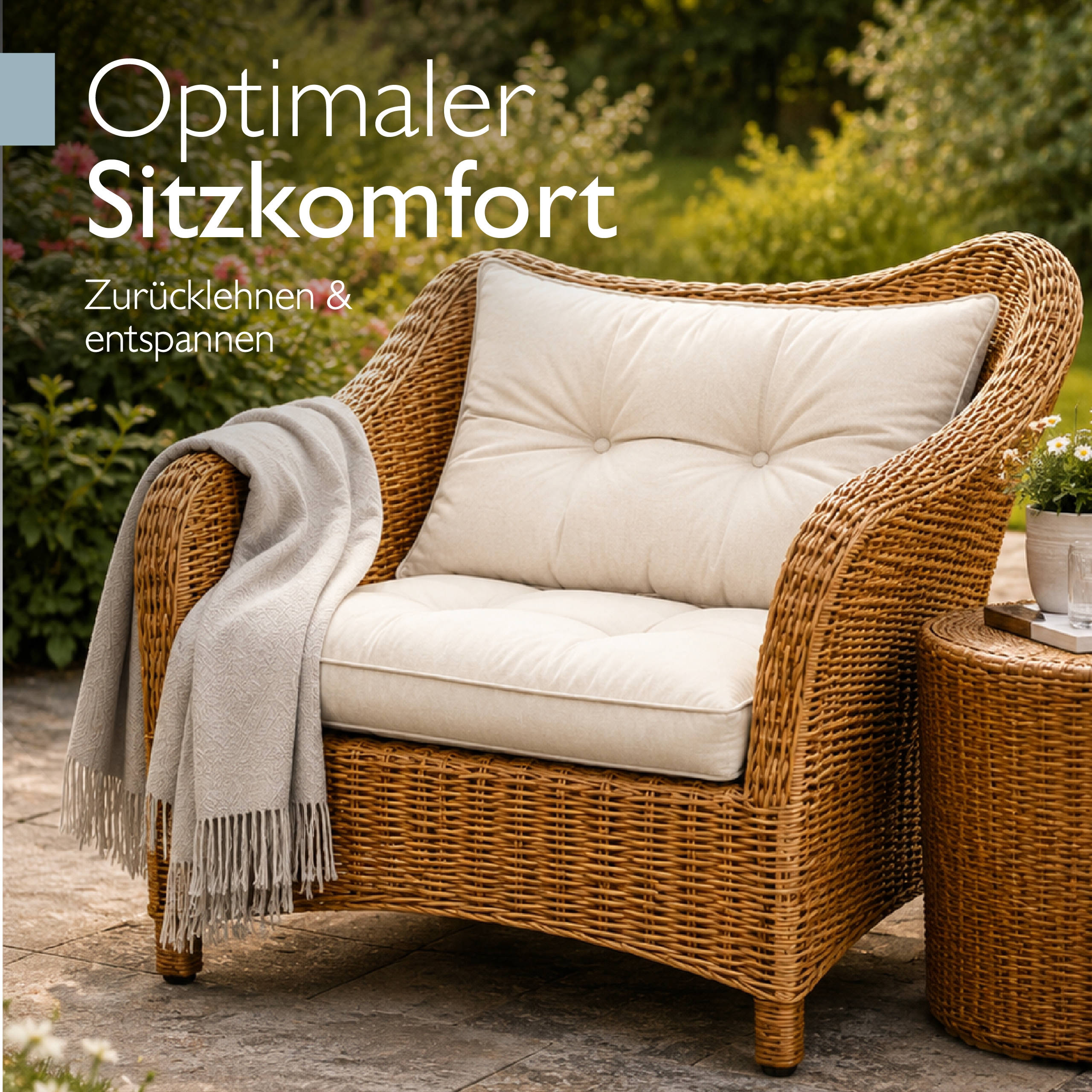 Outdoor Lounge Rückenkissen & Sitzkissen 10/12 cm dick Natur - Loungekissen xLuna
