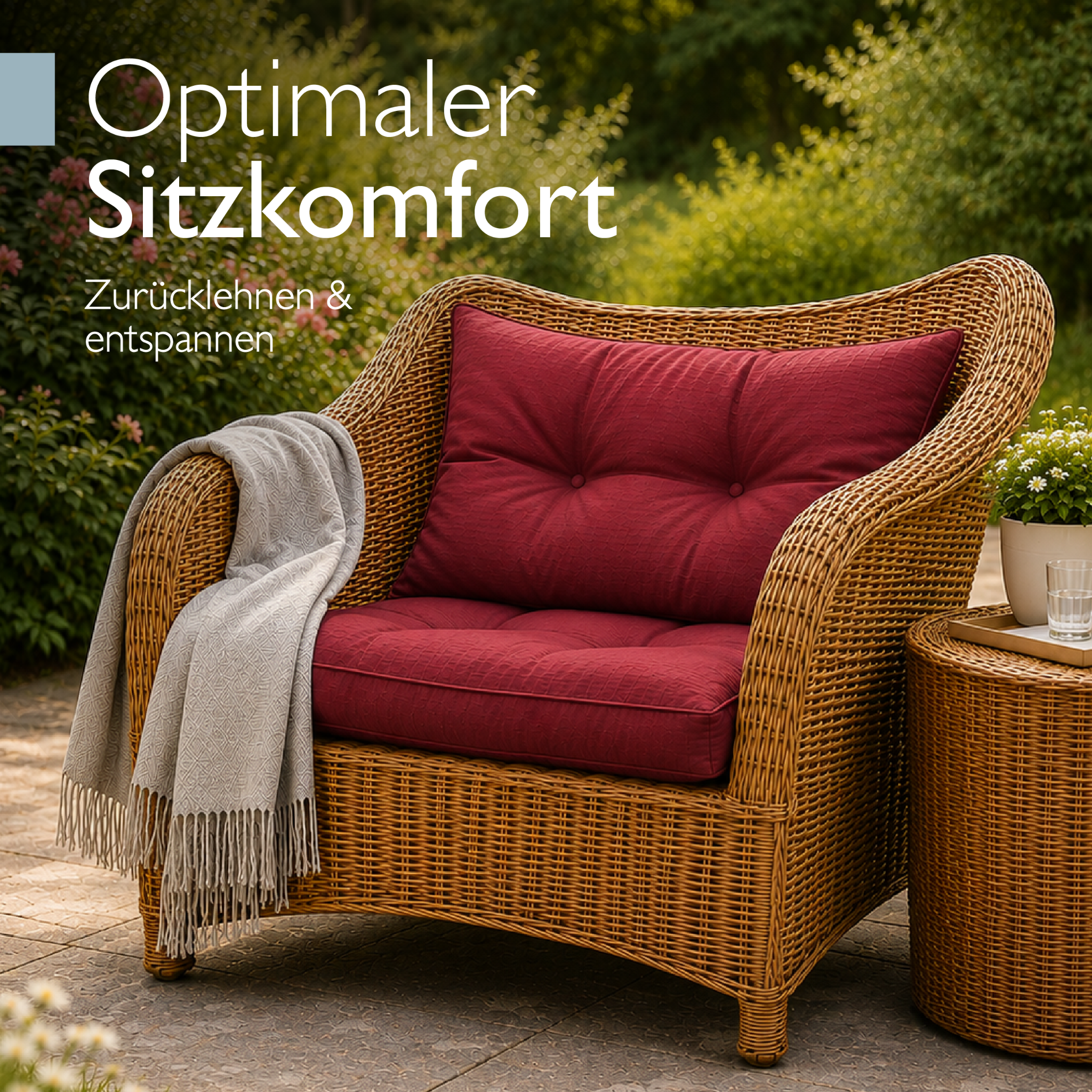 Outdoor Lounge Rückenkissen & Sitzkissen 10/12 cm dick Rot - Loungekissen xLuna