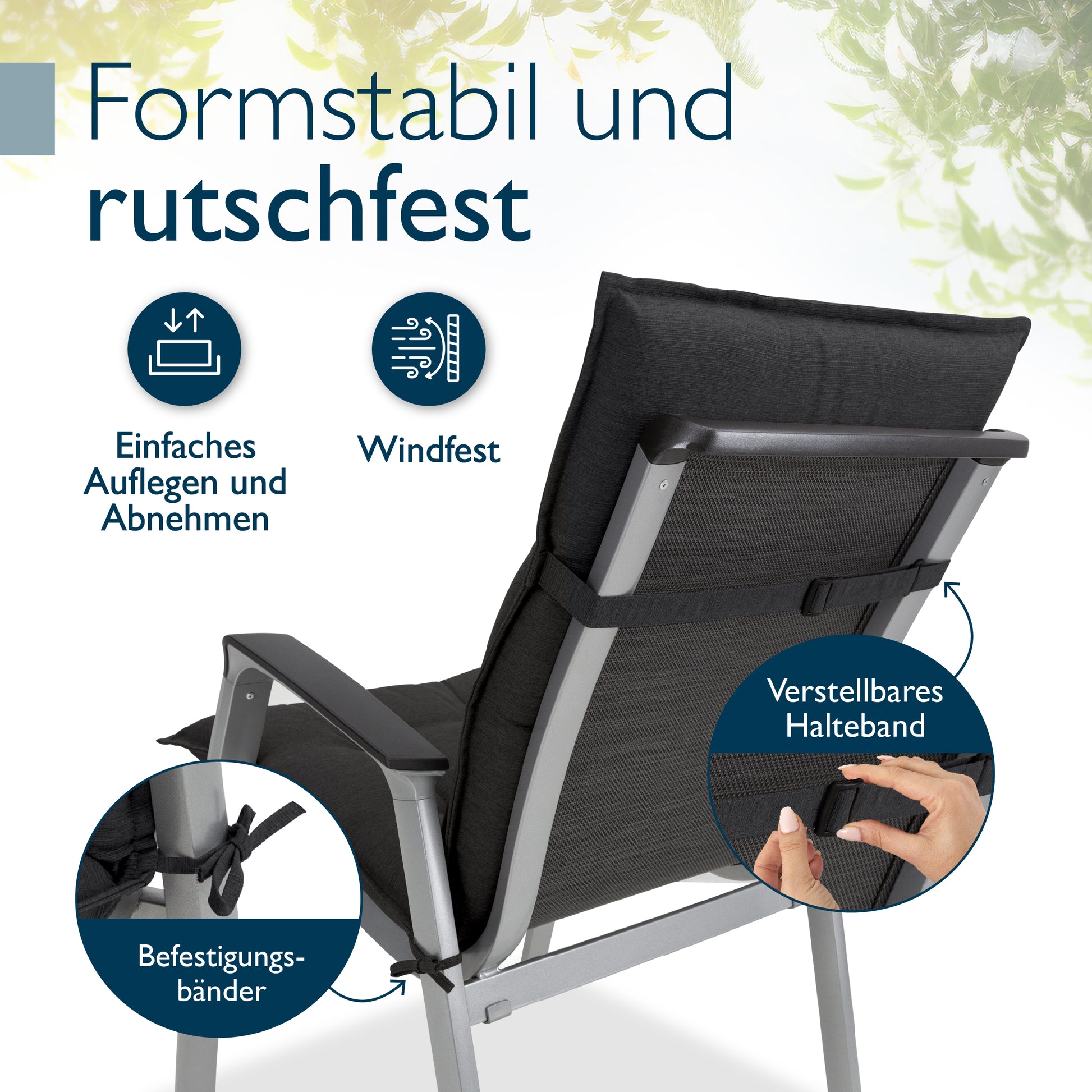 Beautissu Niederlehner Stuhlauflage 100x50x8 cm  – Gartenstuhl Sitzkis