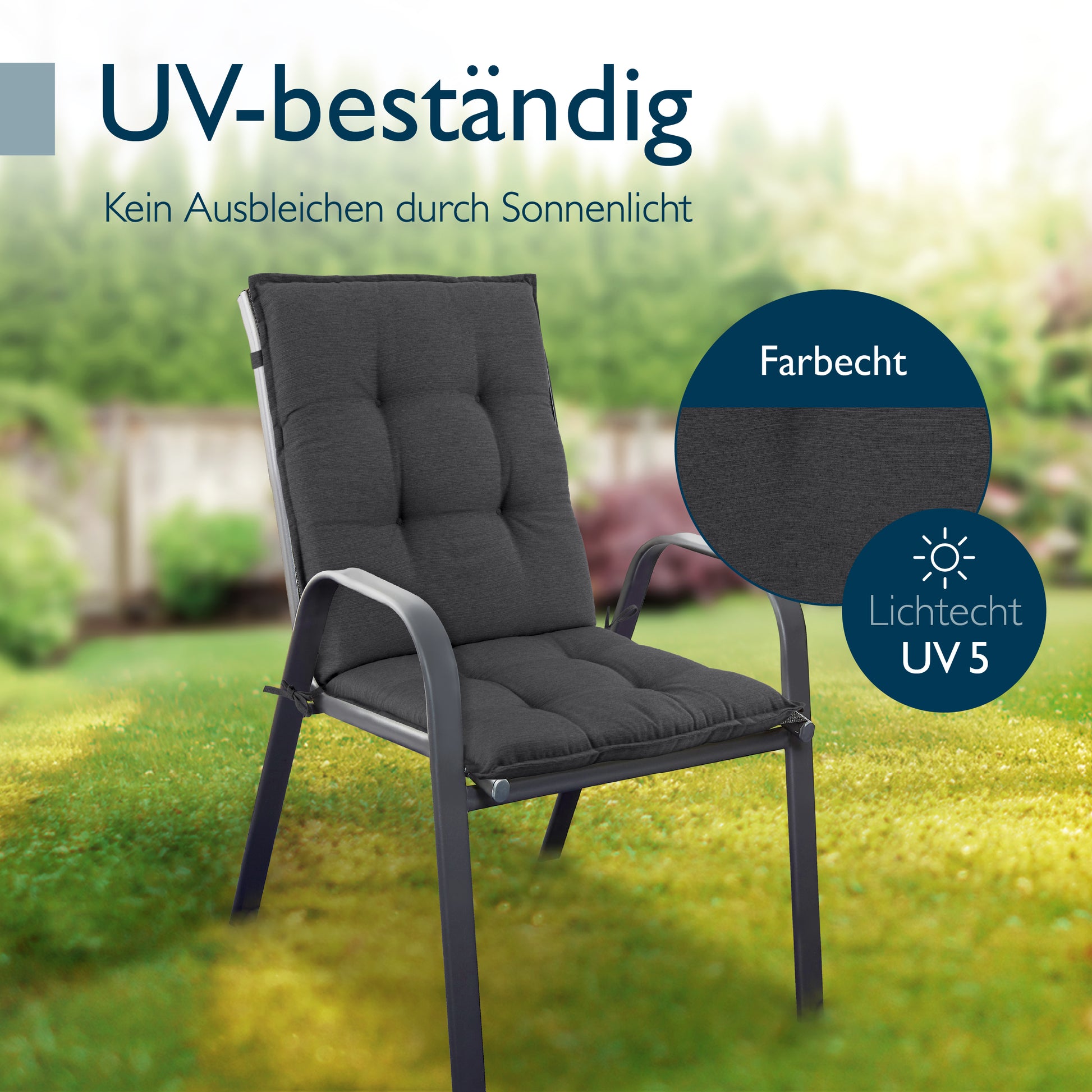 Beautissu Niederlehner Stuhlauflage 100x50x8 cm  – Gartenstuhl Sitzkis