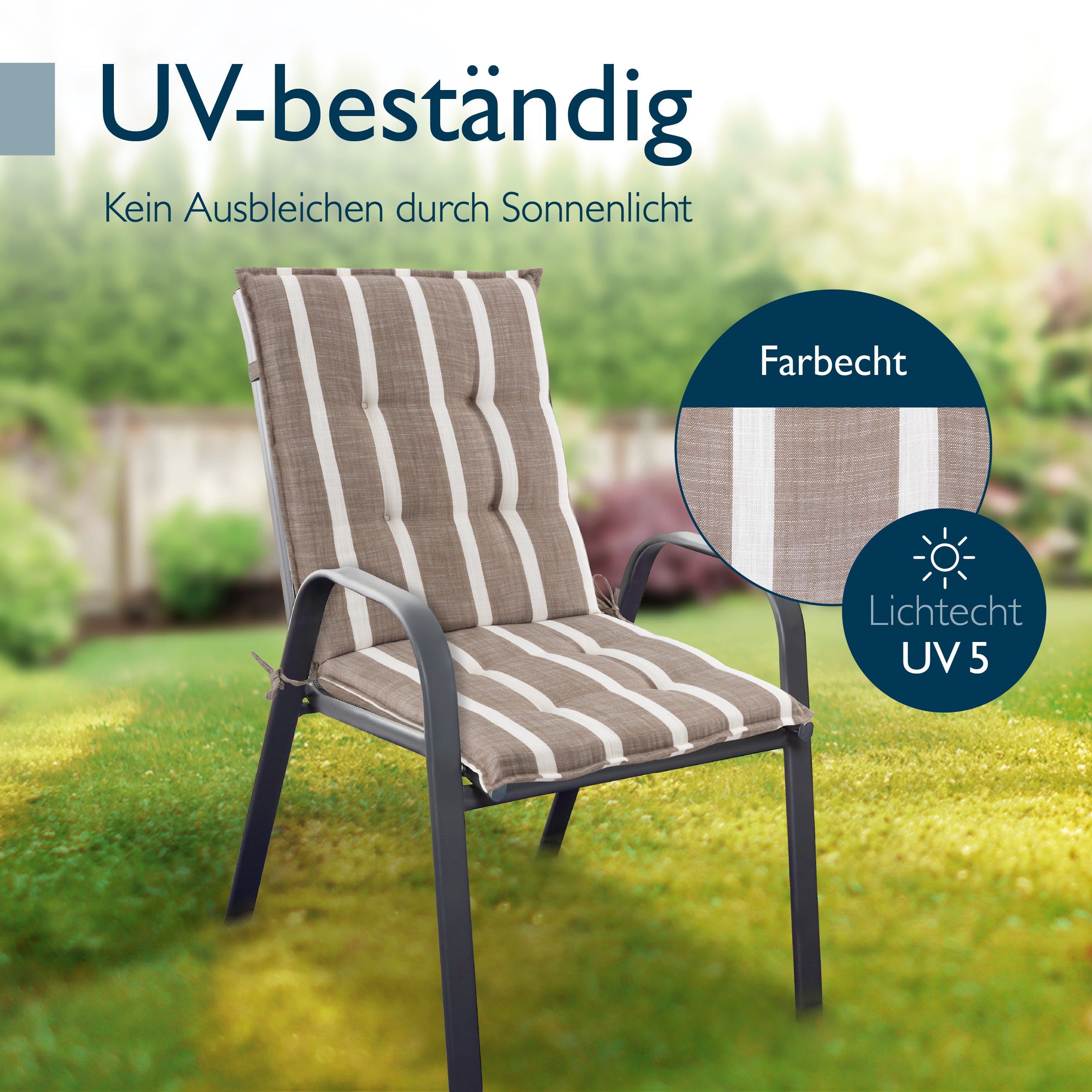 Beautissu Niederlehner Stuhlauflage 100x50x8 cm  – Gartenstuhl Sitzkis