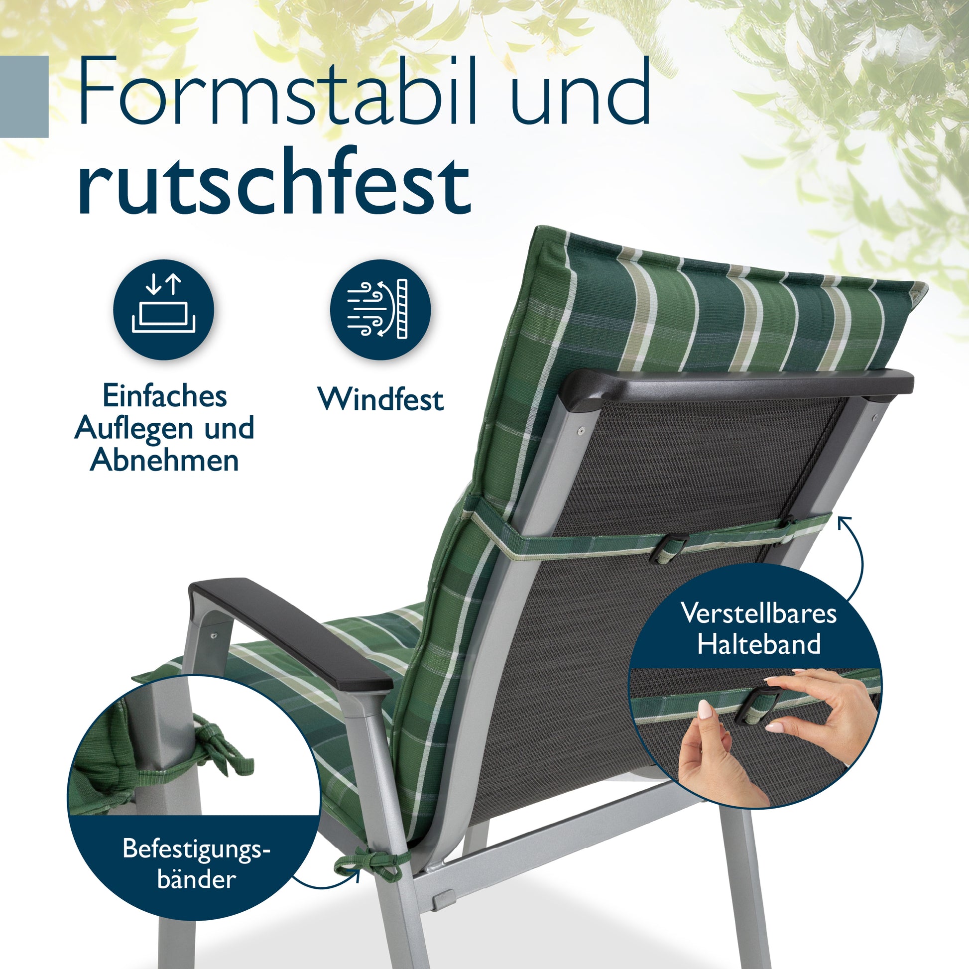 Beautissu Niederlehner Stuhlauflage 100x50x8 cm  – Gartenstuhl Sitzkis