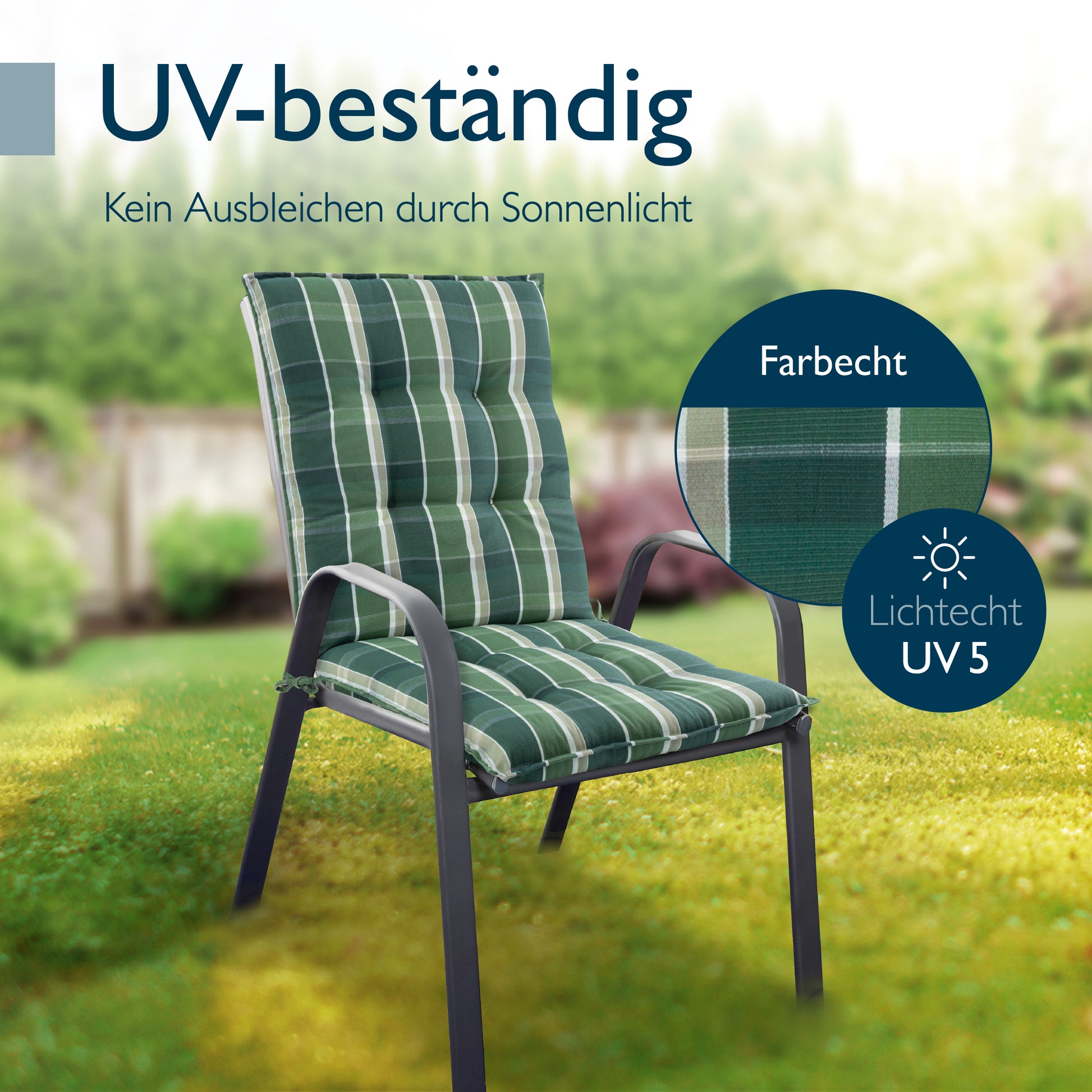 Beautissu Niederlehner Stuhlauflage 100x50x8 cm  – Gartenstuhl Sitzkis