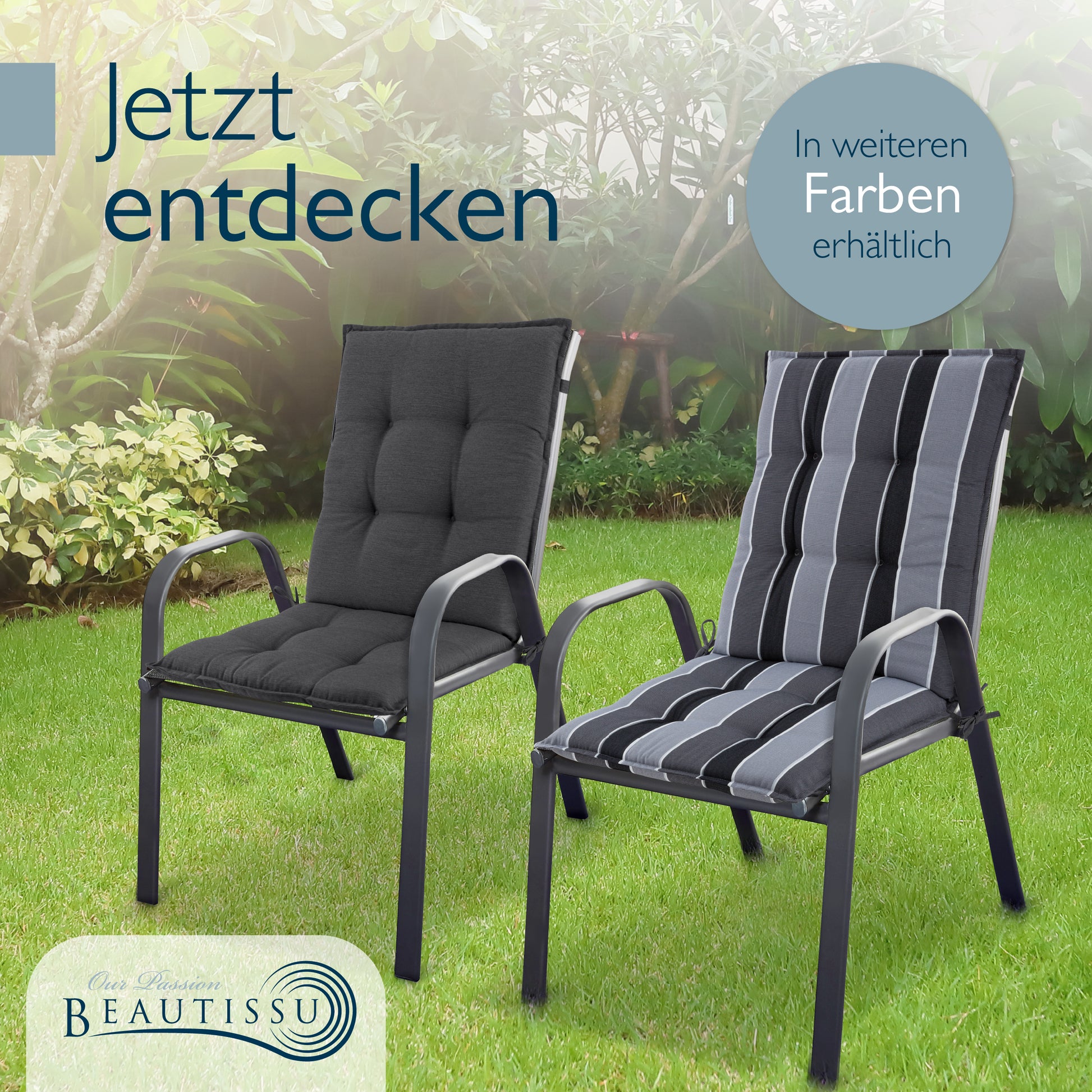 Beautissu Niederlehner Stuhlauflage 100x50x8 cm  – Gartenstuhl Sitzkis