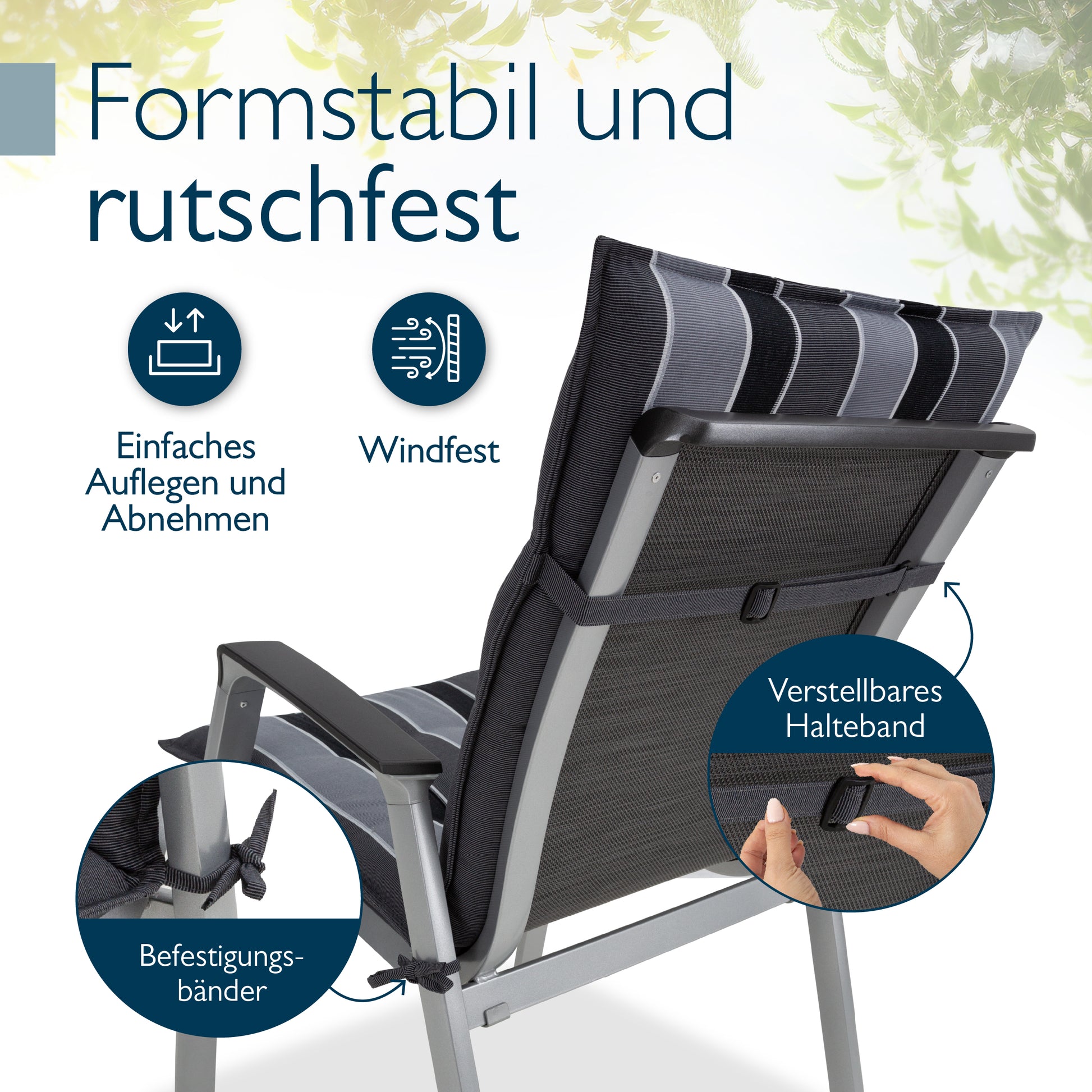 Beautissu Niederlehner Stuhlauflage 100x50x8 cm  – Gartenstuhl Sitzkis