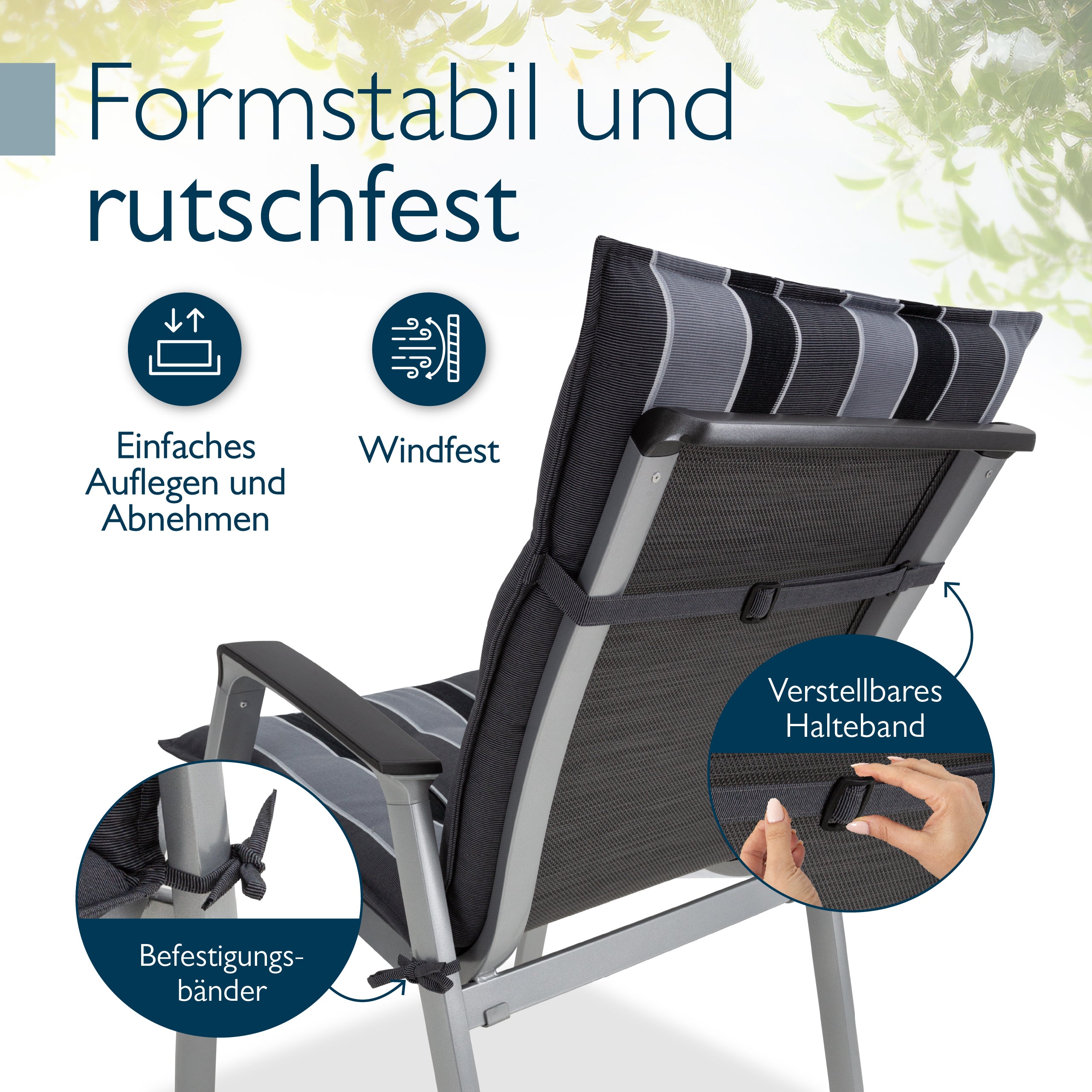 Beautissu Niederlehner Stuhlauflage 100x50x8 cm  – Gartenstuhl Sitzkis