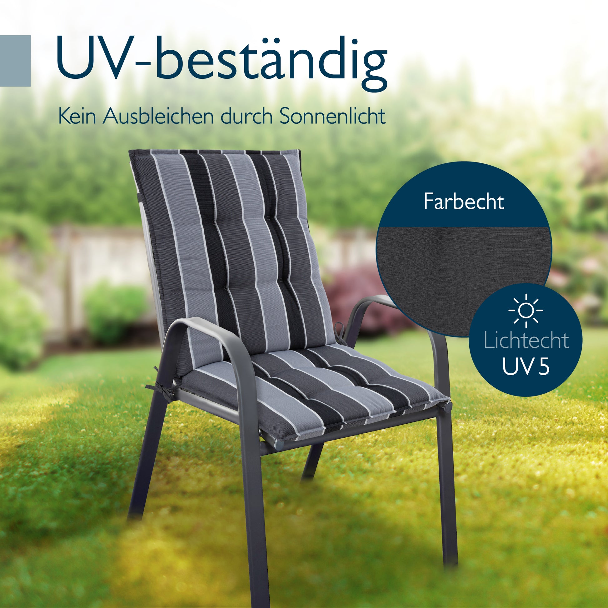 Beautissu Niederlehner Stuhlauflage 100x50x8 cm  – Gartenstuhl Sitzkis