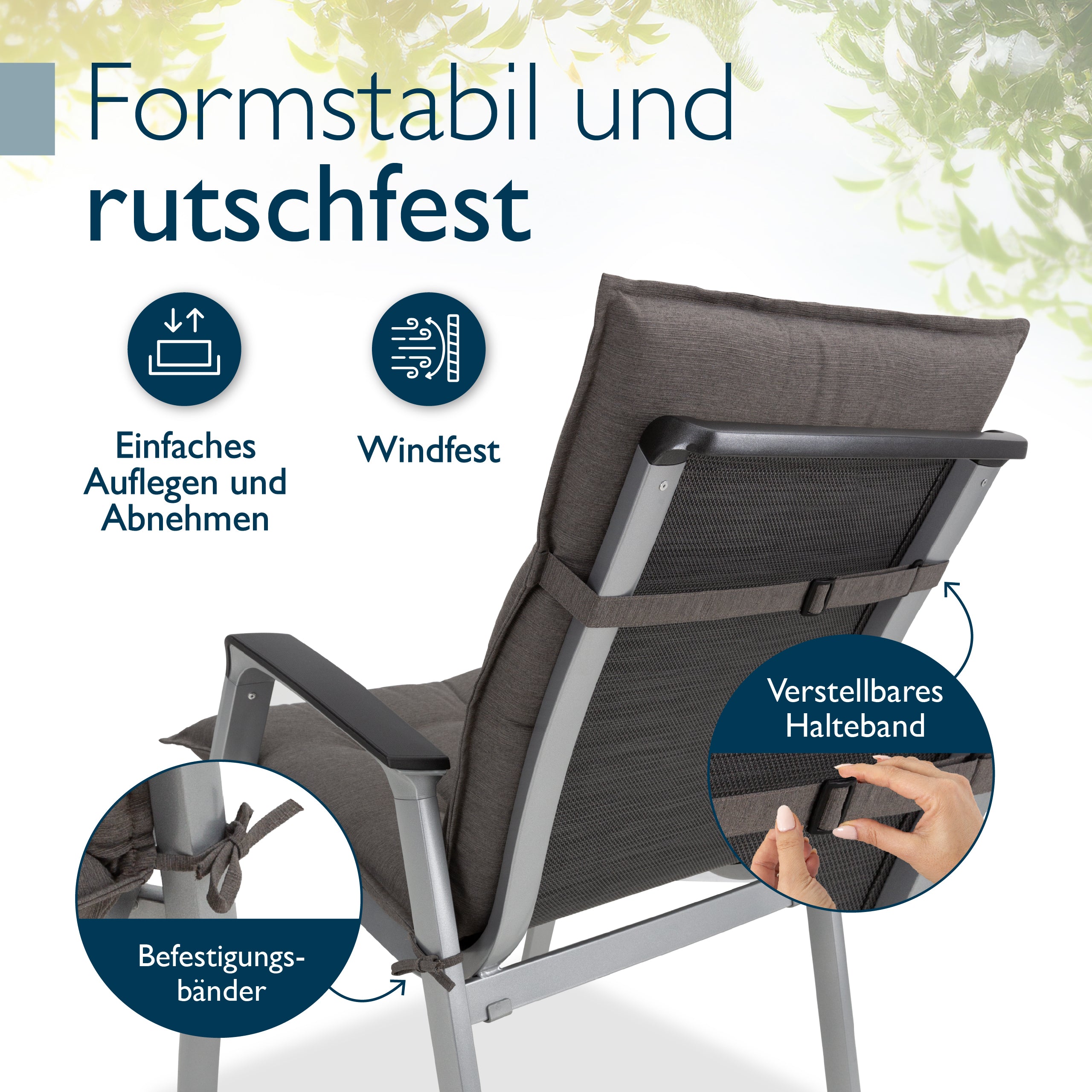 Beautissu Niederlehner Stuhlauflage 100x50x8 cm  – Gartenstuhl Sitzkis