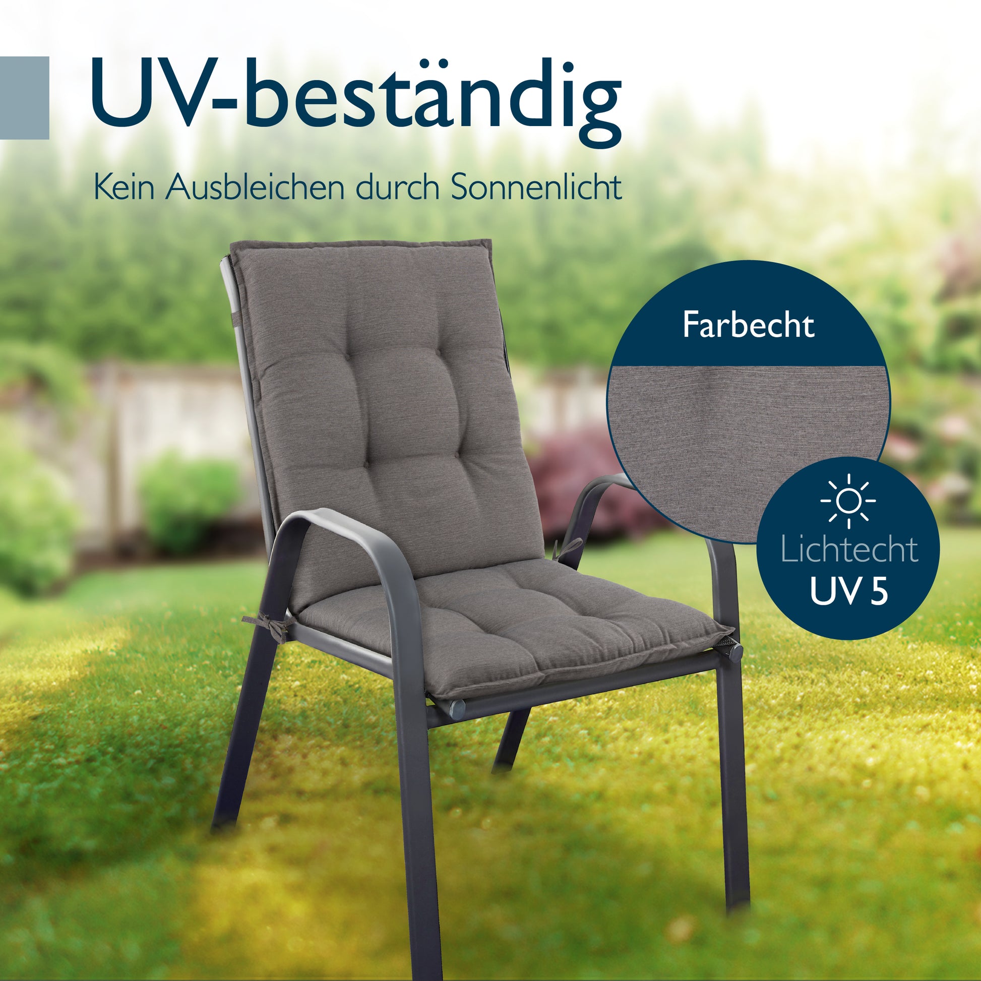 Beautissu Niederlehner Stuhlauflage 100x50x8 cm  – Gartenstuhl Sitzkis