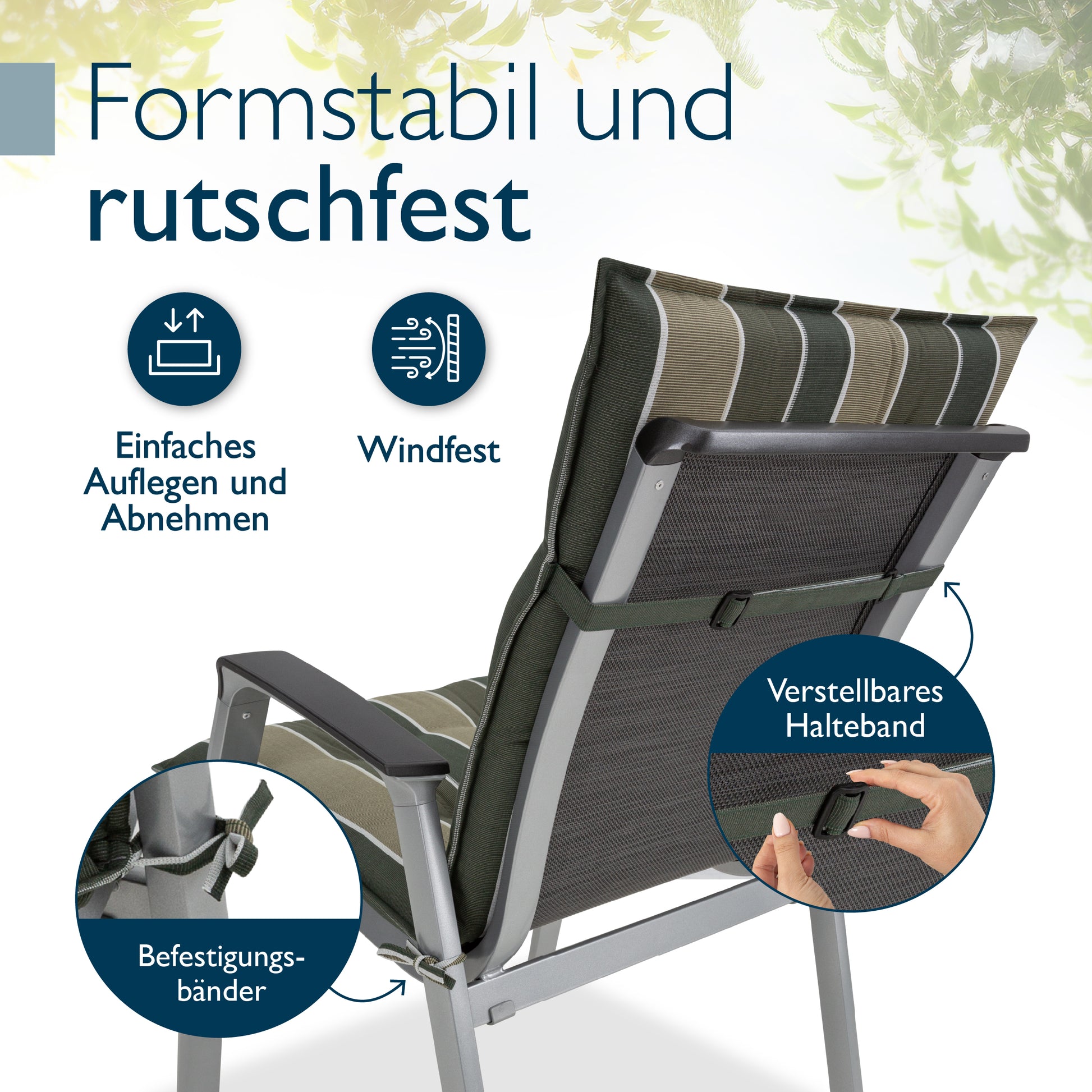 Beautissu Niederlehner Stuhlauflage 100x50x8 cm  – Gartenstuhl Sitzkis