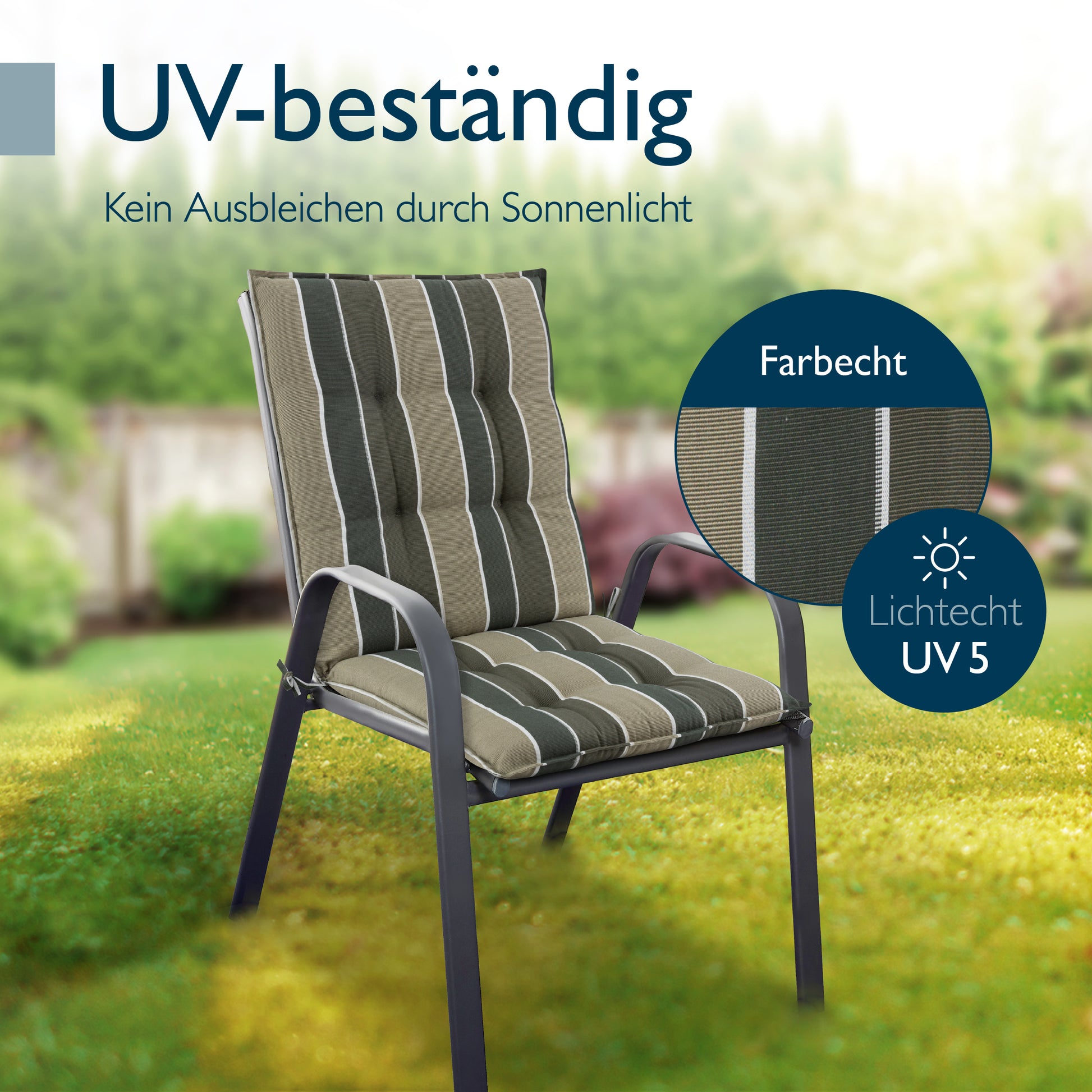 Beautissu Niederlehner Stuhlauflage 100x50x8 cm  – Gartenstuhl Sitzkis