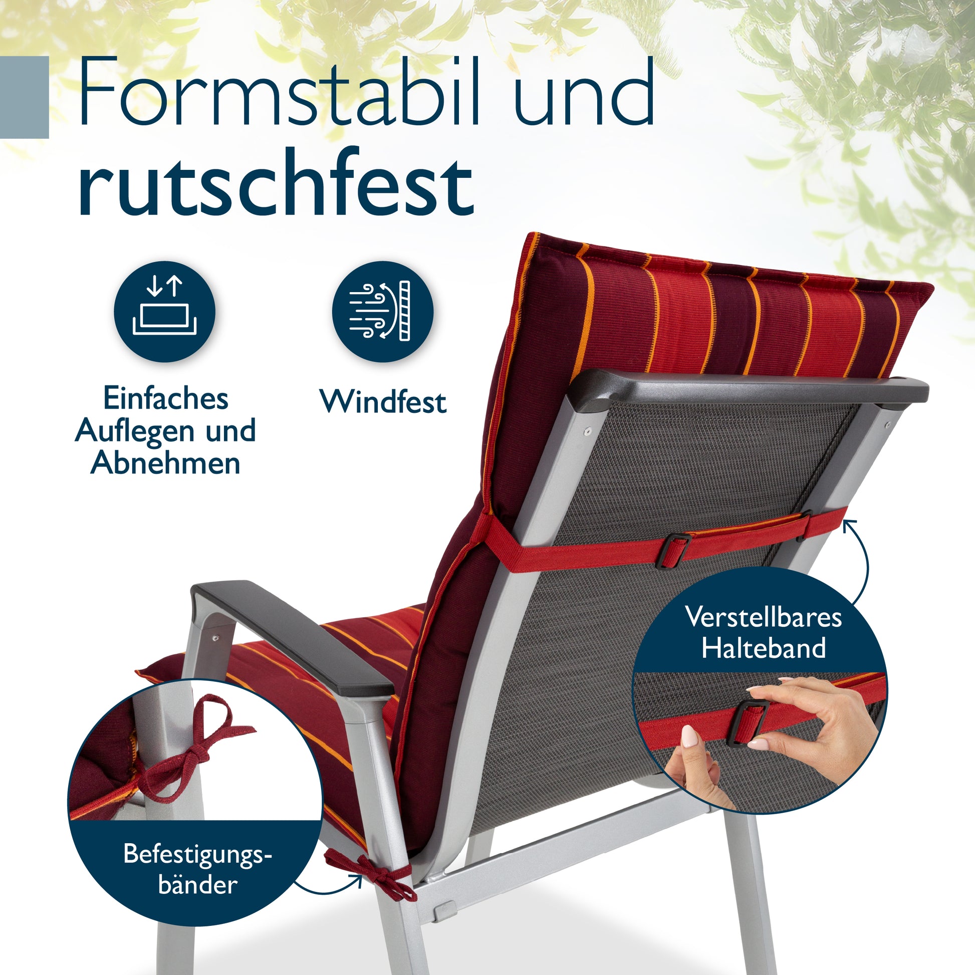 Beautissu Niederlehner Stuhlauflage 100x50x8 cm  – Gartenstuhl Sitzkis