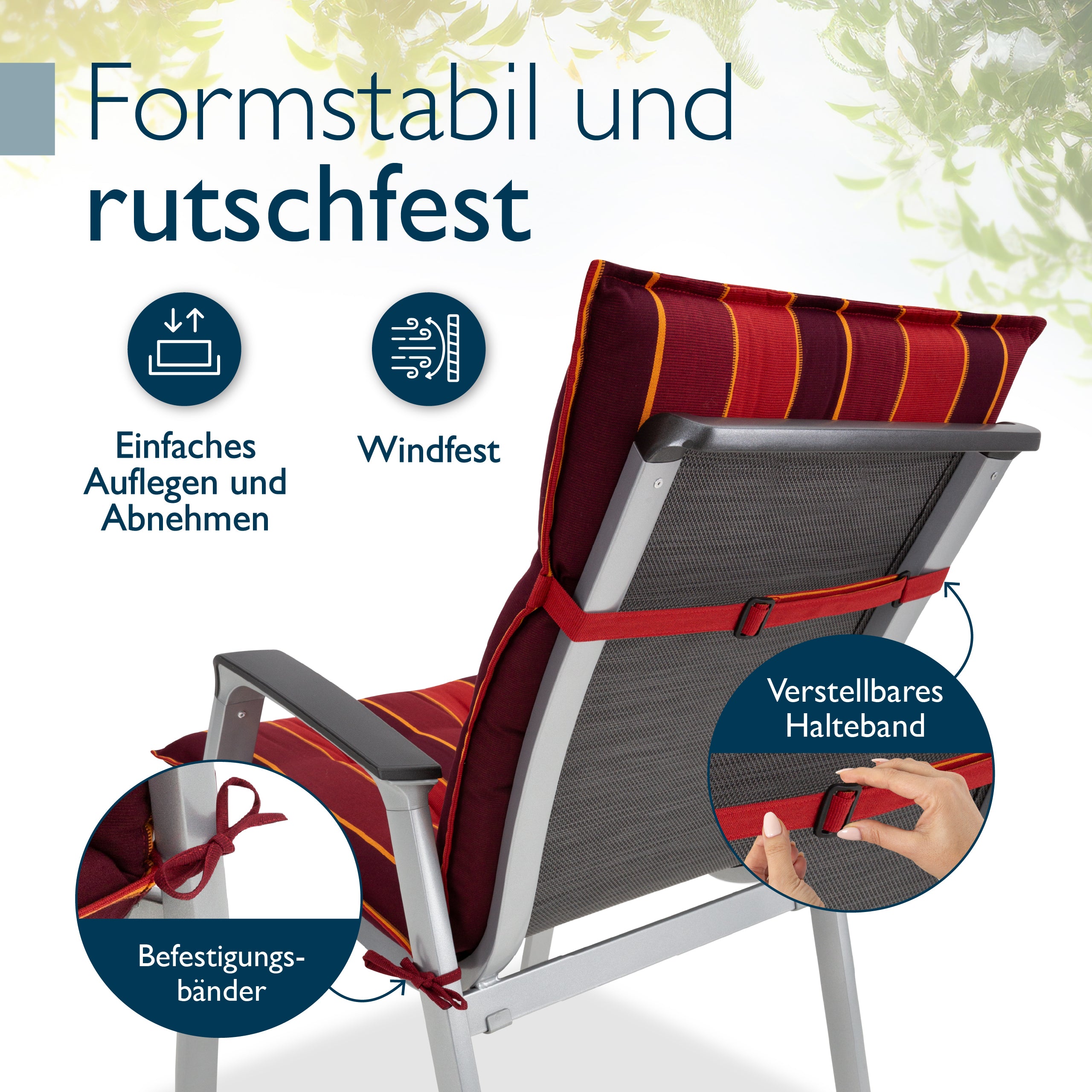 Beautissu Niederlehner Stuhlauflage 100x50x8 cm  – Gartenstuhl Sitzkis