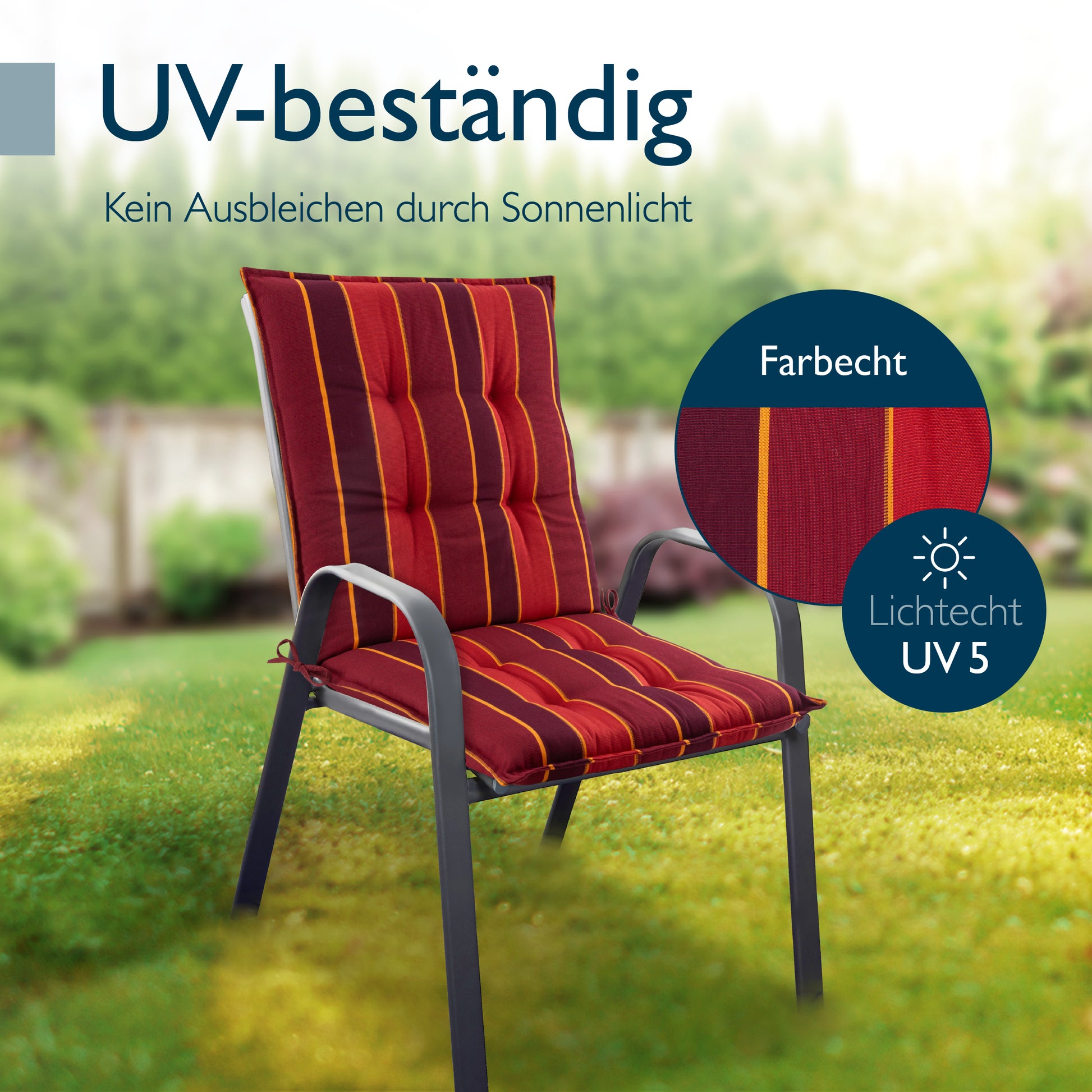 Beautissu Niederlehner Stuhlauflage 100x50x8 cm  – Gartenstuhl Sitzkis