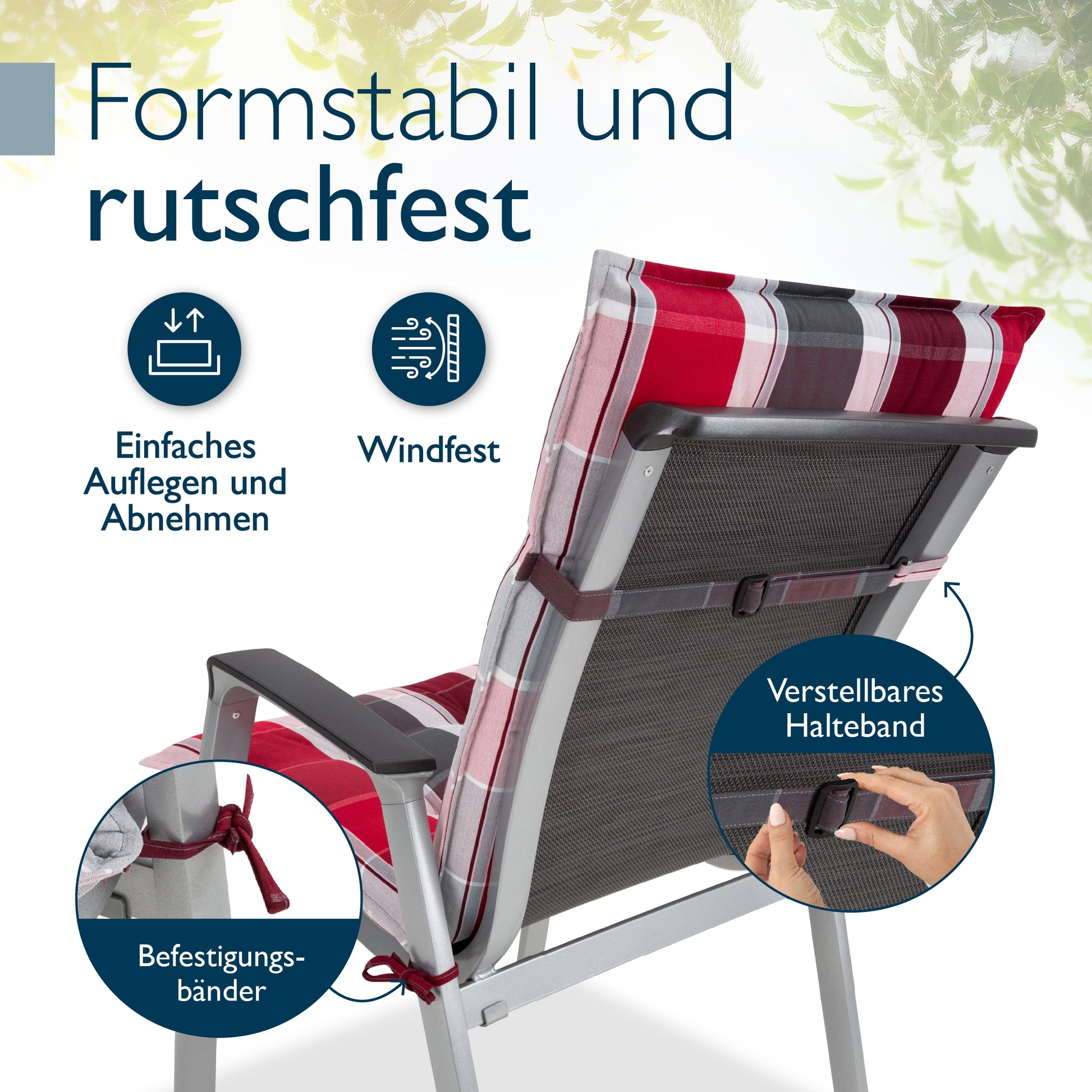 Beautissu Niederlehner Stuhlauflage 100x50x8 cm  – Gartenstuhl Sitzkis