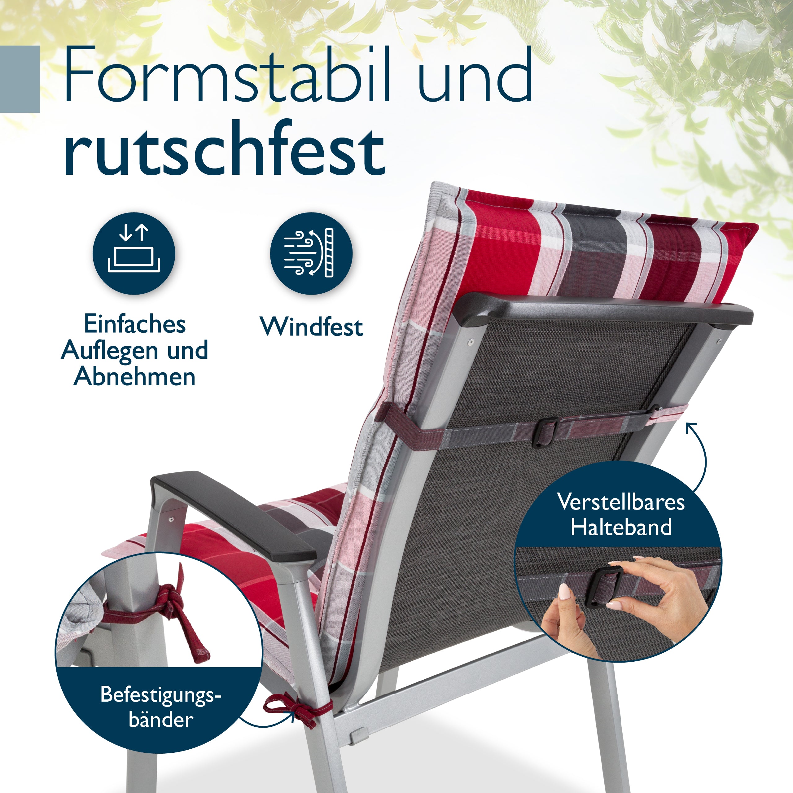 Beautissu Niederlehner Stuhlauflage 100x50x8 cm  – Gartenstuhl Sitzkis