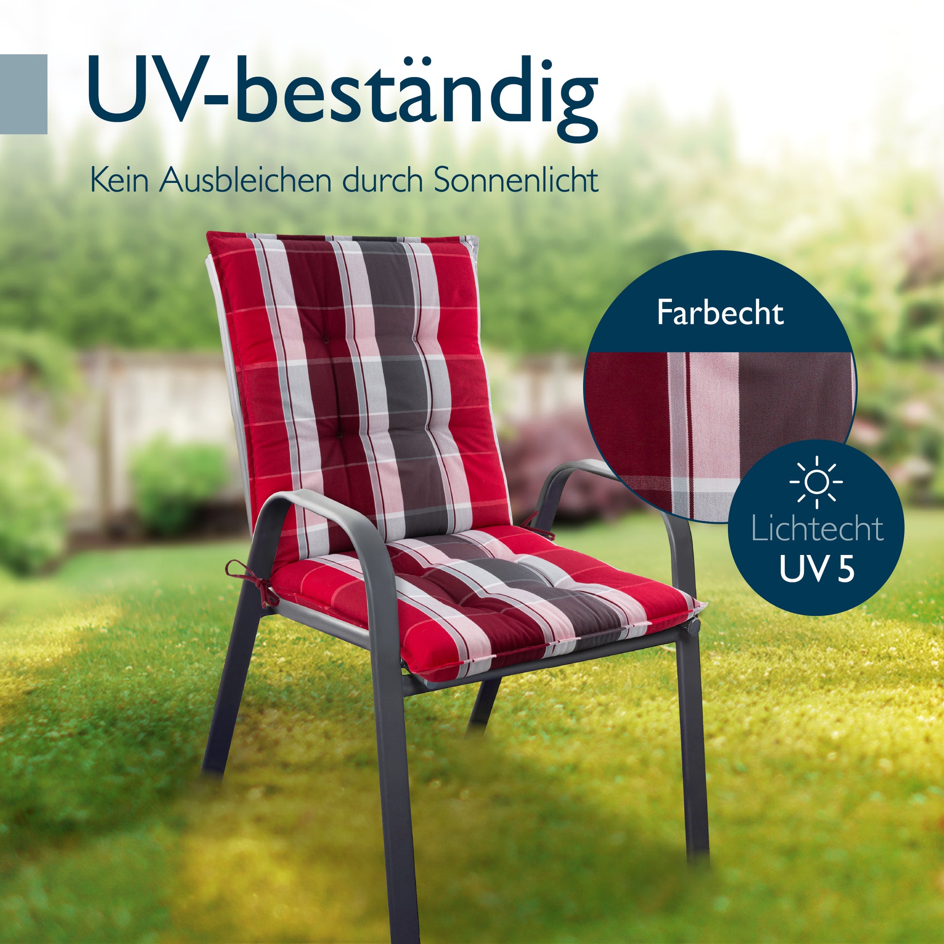 Beautissu Niederlehner Stuhlauflage 100x50x8 cm  – Gartenstuhl Sitzkis