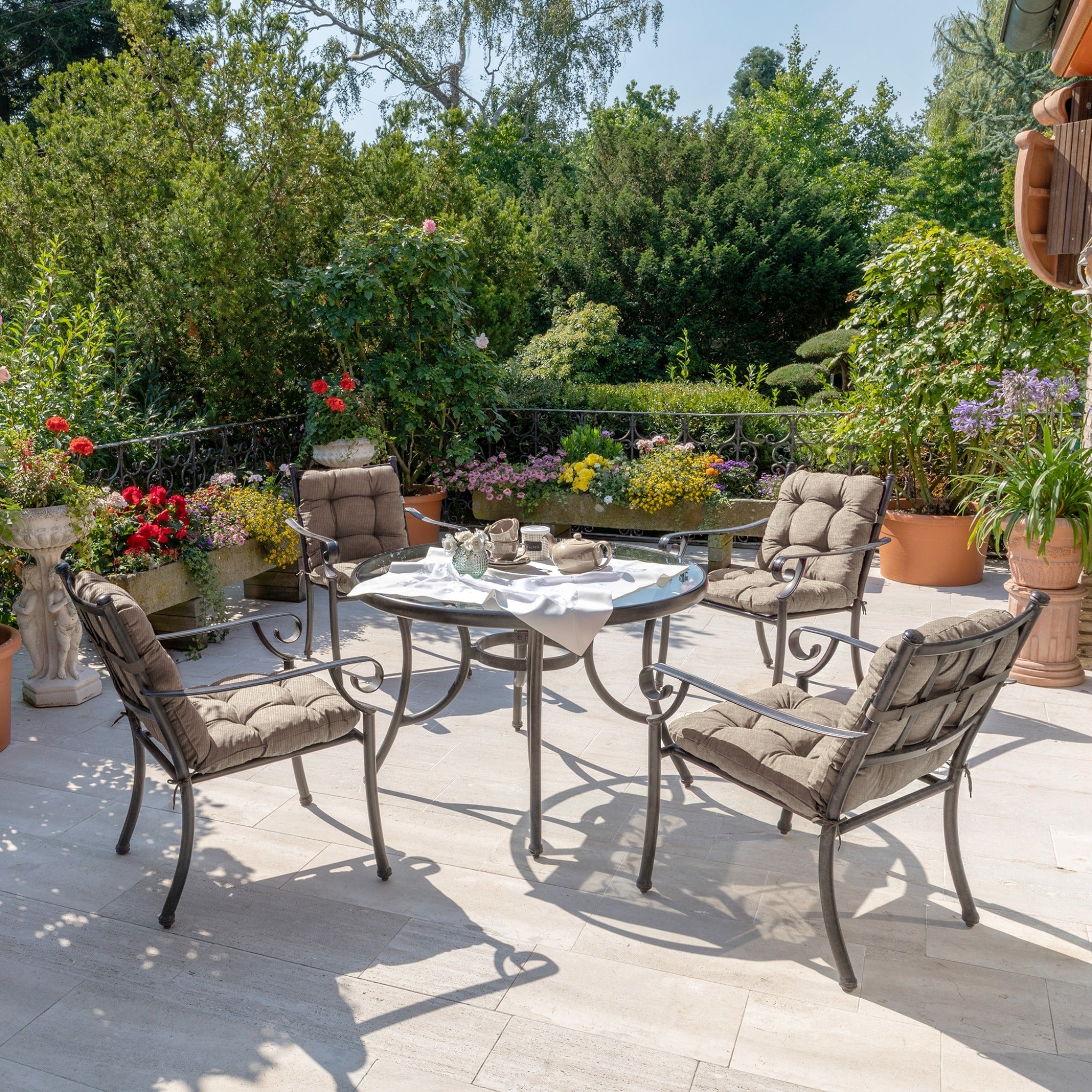 Beautissu Niederlehner Auflage 8 cm dickes Sitzkissen für Gartenstuhl mit UV-beständigem Polyesterbezug