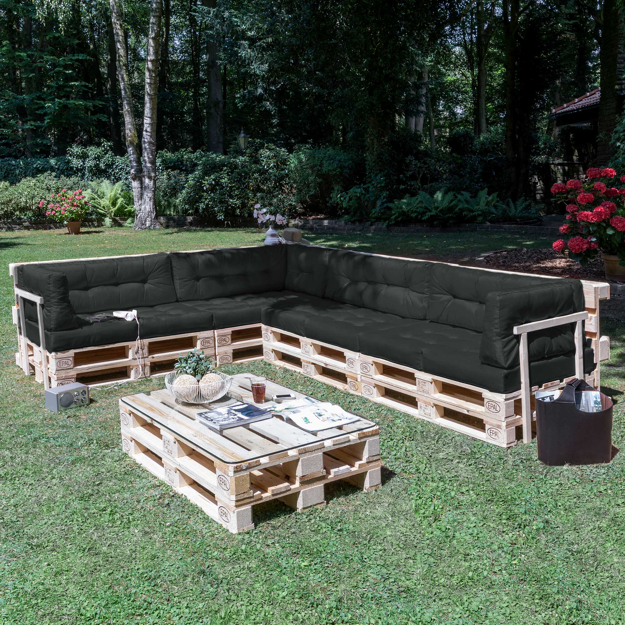 Beautissu Outdoor Palettenkissen Rücken-, Sitz- & Seitenkissen für Eur