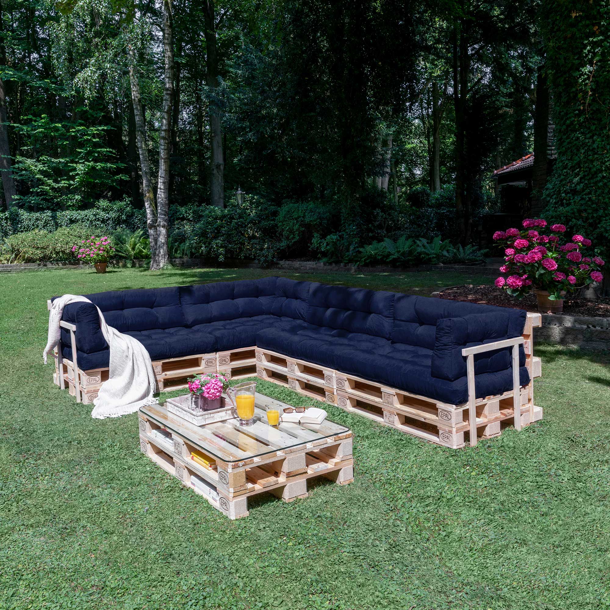 Beautissu Outdoor Palettenkissen Rücken-, Sitz- & Seitenkissen für Eur