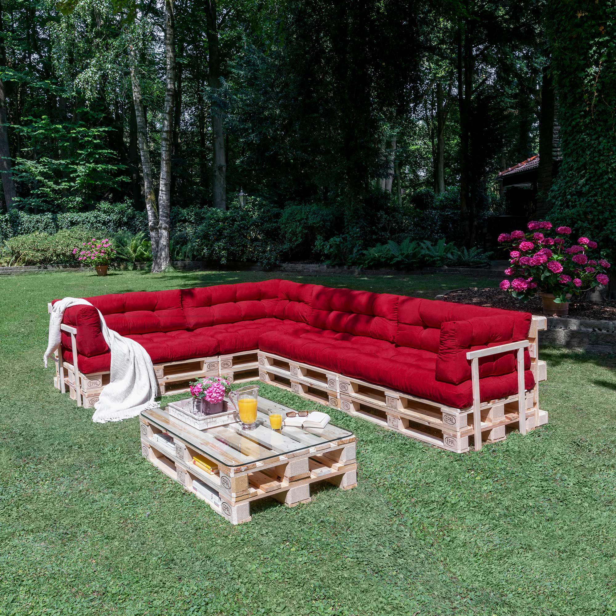 Beautissu Outdoor Palettenkissen Rücken-, Sitz- & Seitenkissen für Eur