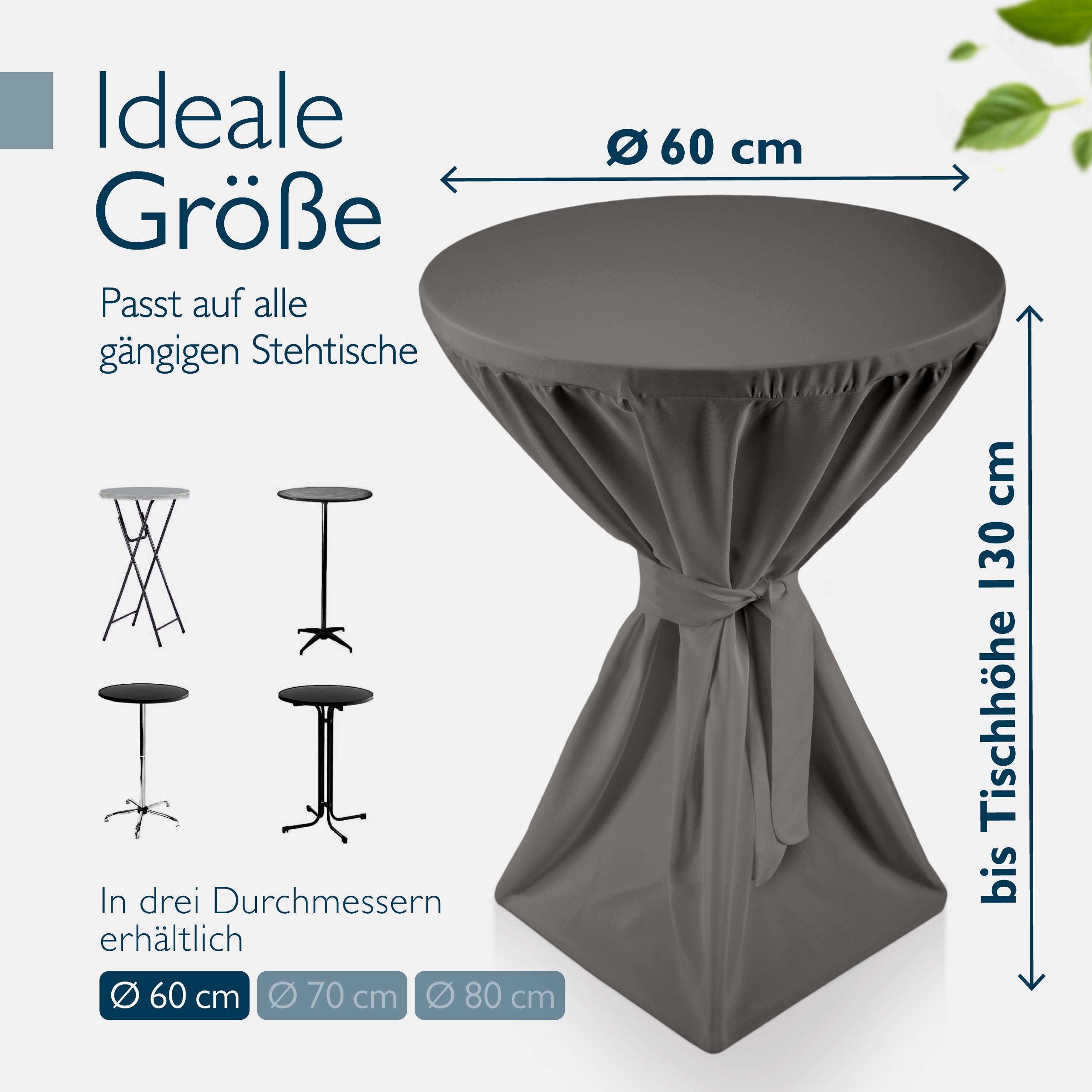 Beautissu 5er Set Premium Stehtischhusse für Stehtische Ø 60/70/80 cm