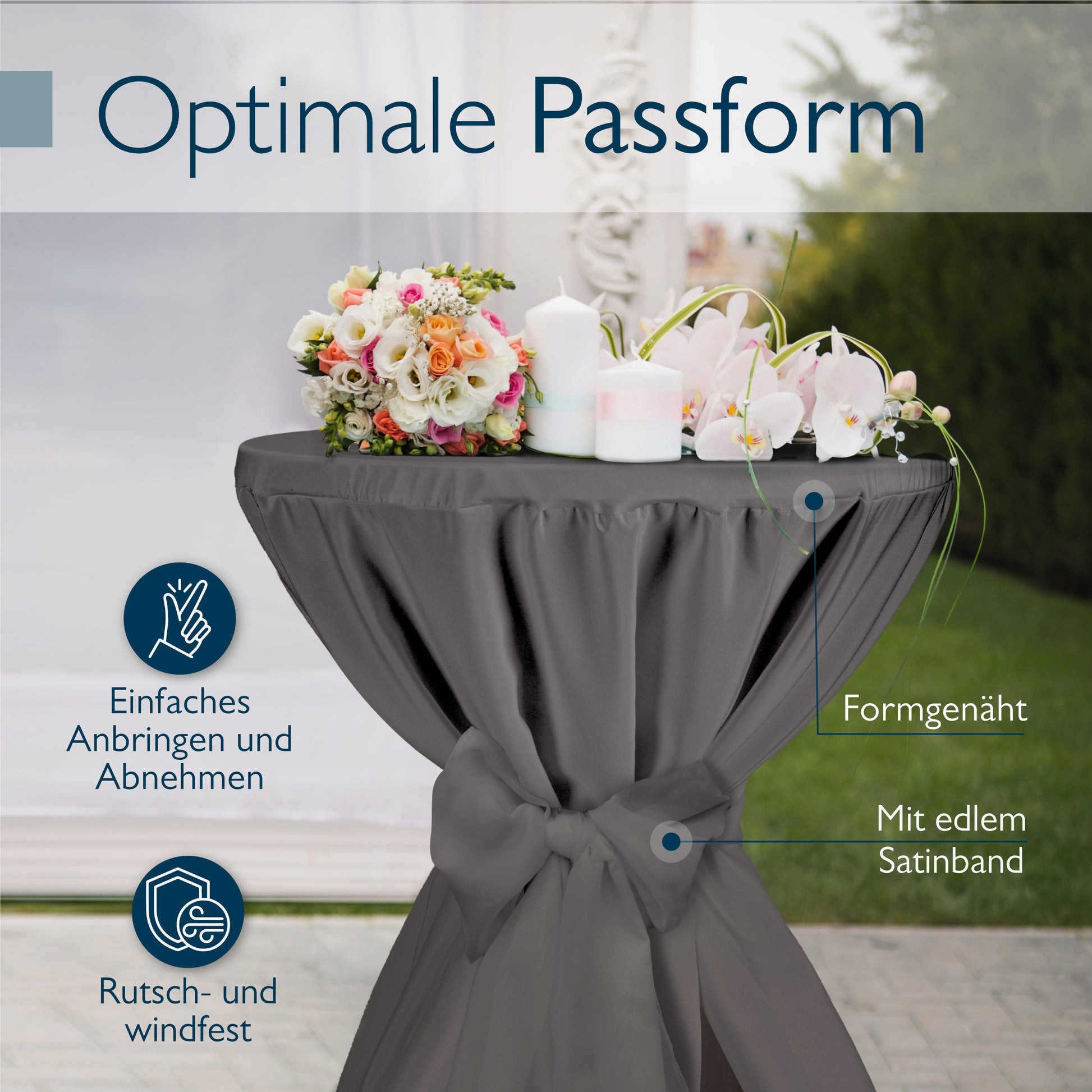 Beautissu 5er Set Premium Stehtischhusse für Stehtische Ø 60/70/80 cm