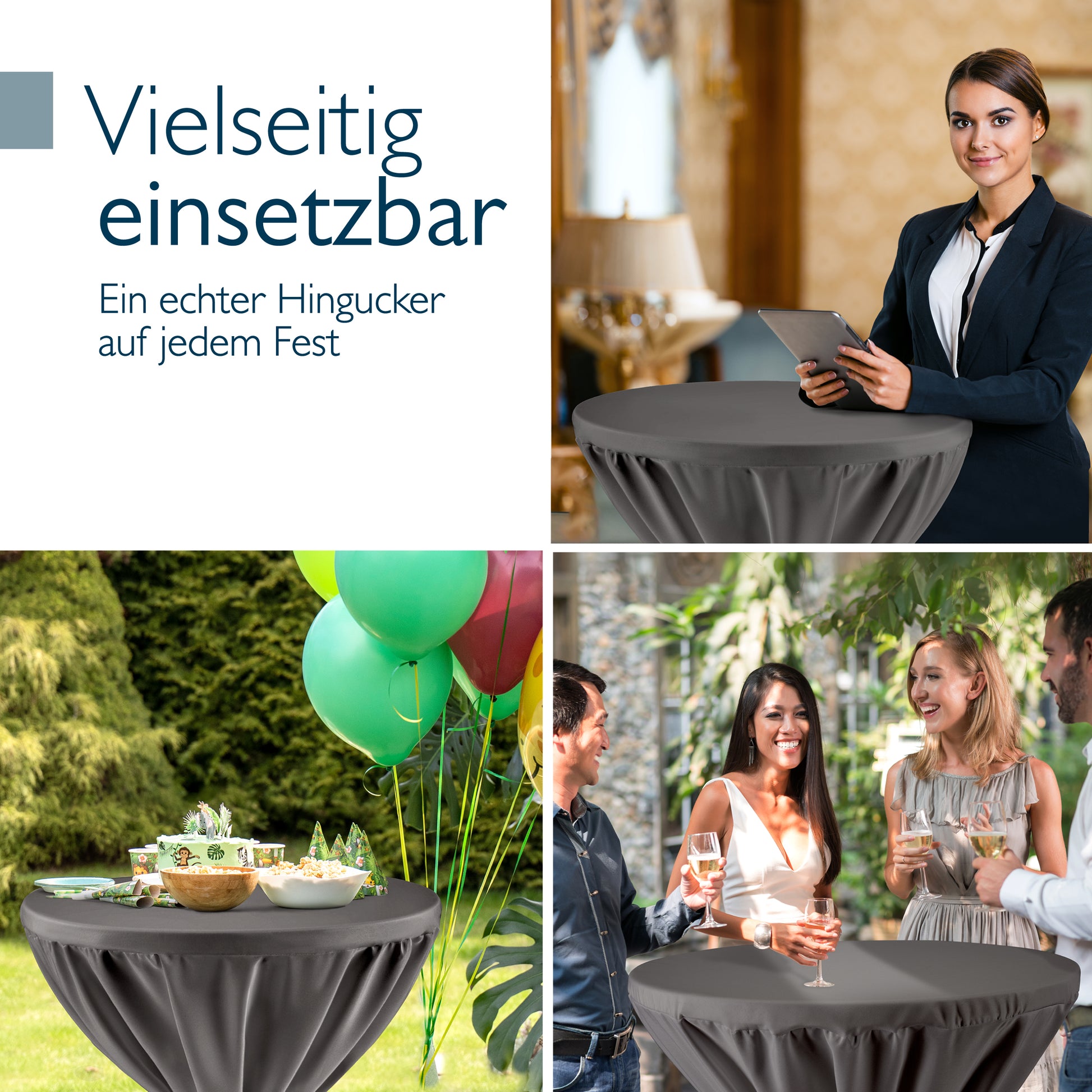 Beautissu 5er Set Premium Stehtischhusse für Stehtische Ø 60/70/80 cm