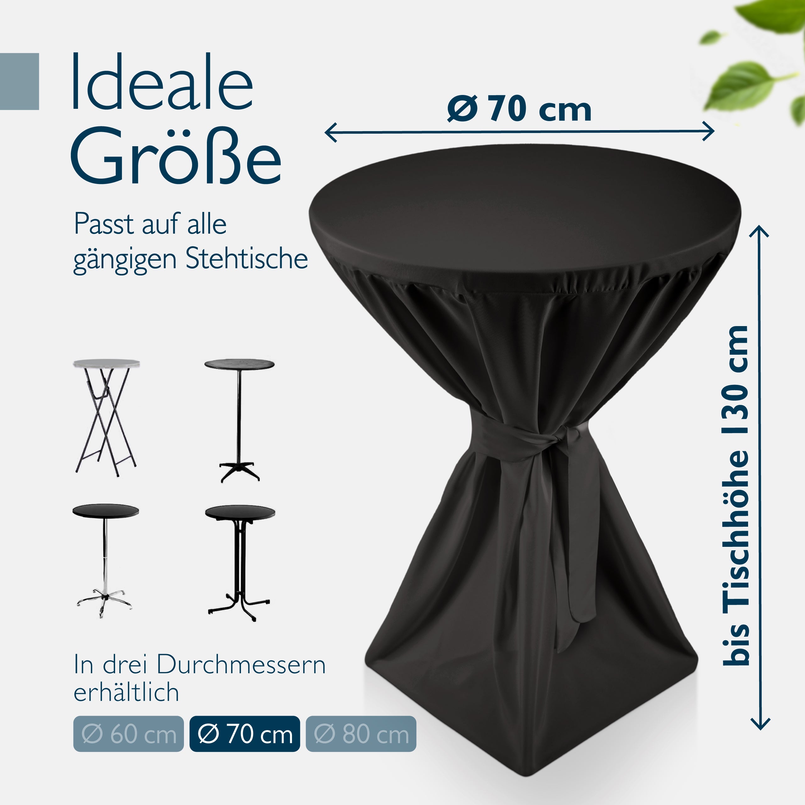 Beautissu 5er Set Premium Stehtischhusse für Stehtische Ø 60/70/80 cm