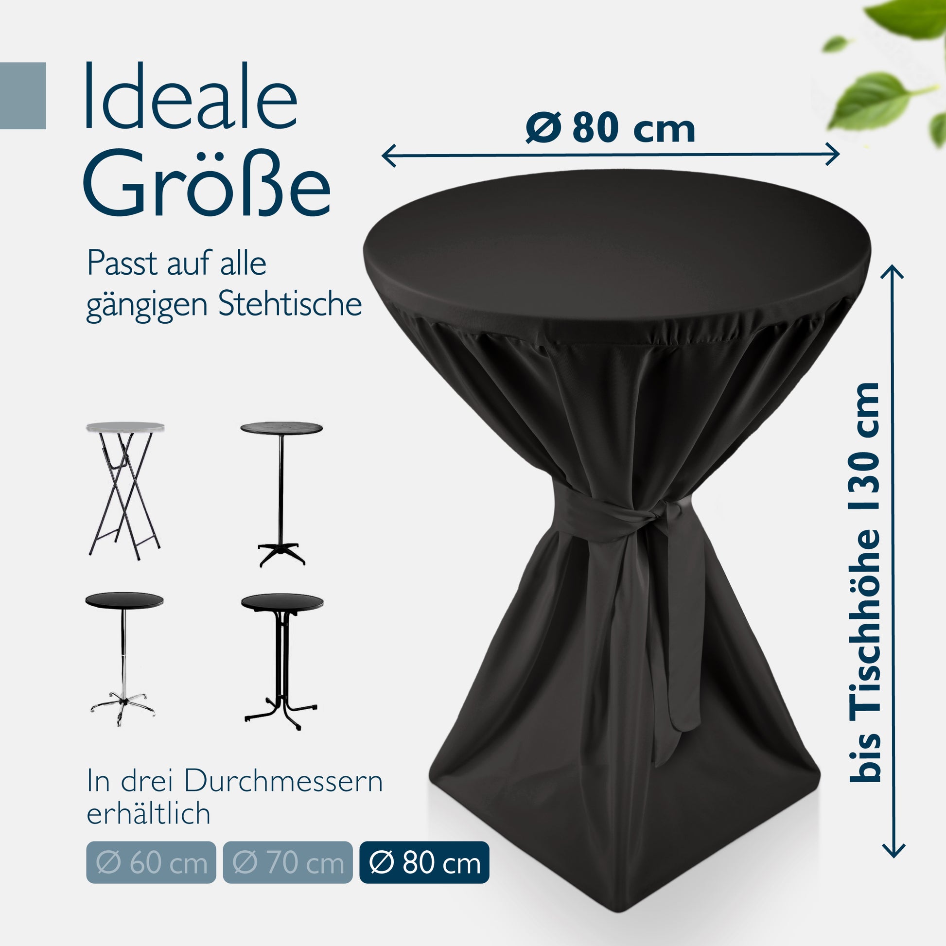 Beautissu 5er Set Premium Stehtischhusse für Stehtische Ø 60/70/80 cm