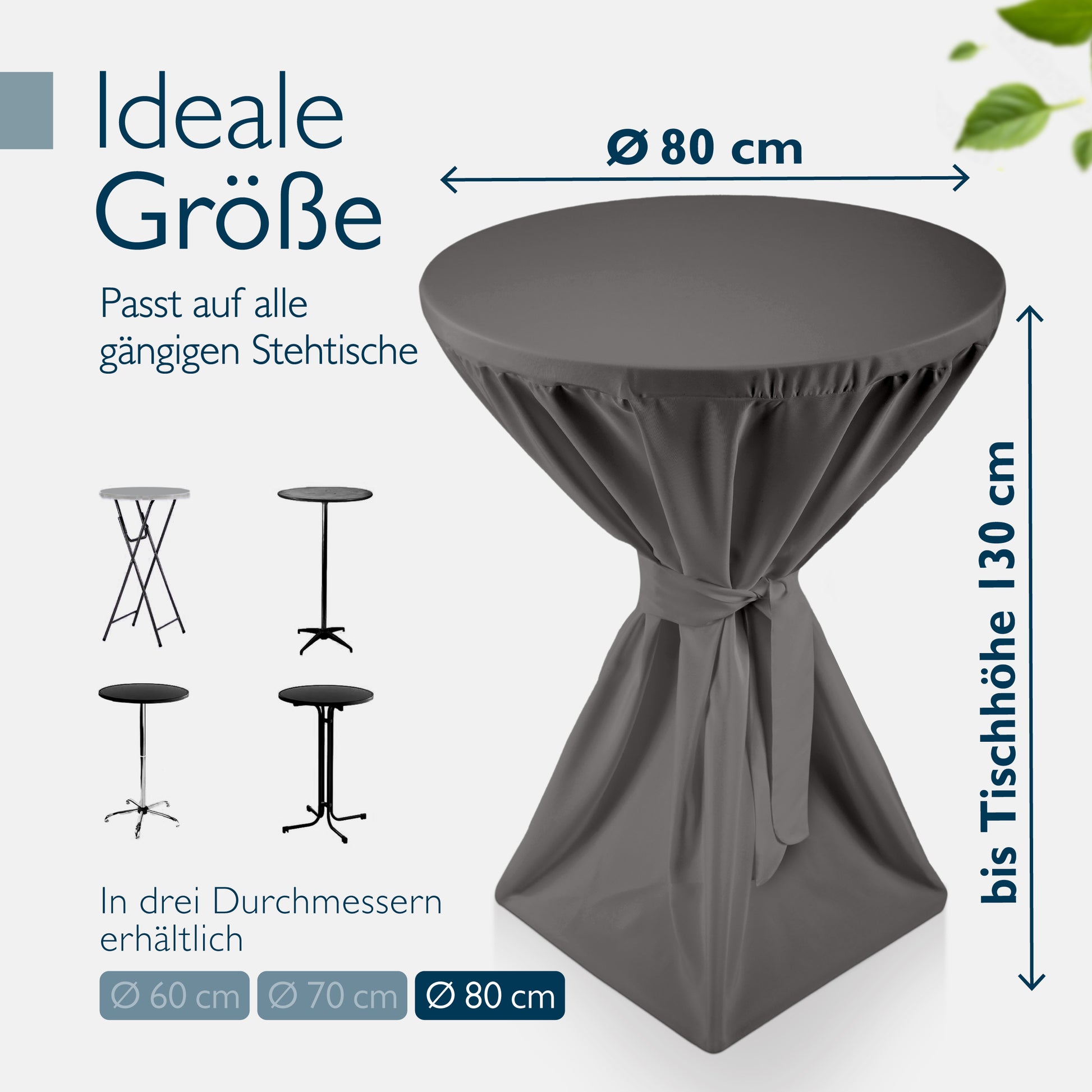 Beautissu 5er Set Premium Stehtischhusse für Stehtische Ø 60/70/80 cm