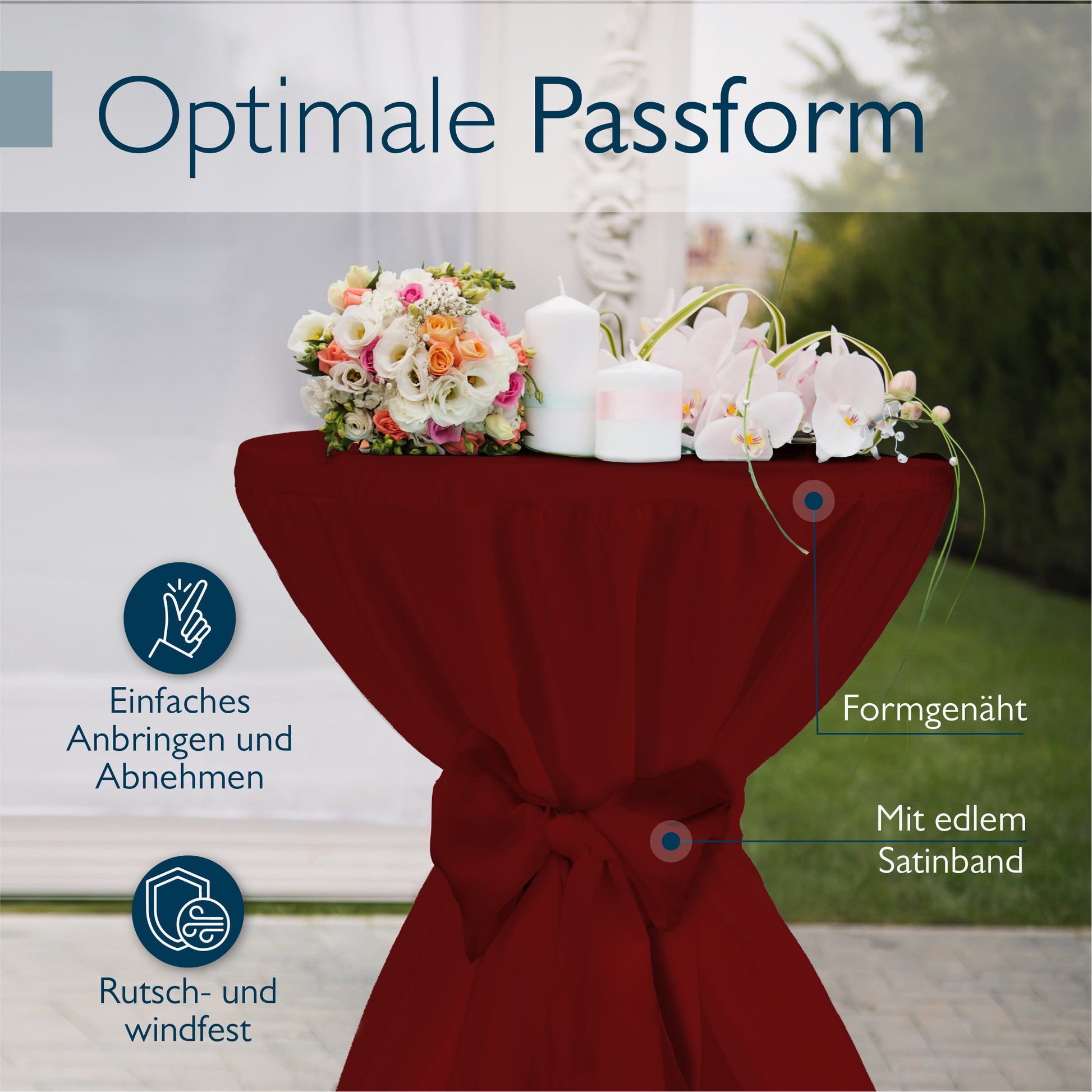 Beautissu 5er Set Premium Stehtischhusse für Stehtische Ø 60/70/80 cm