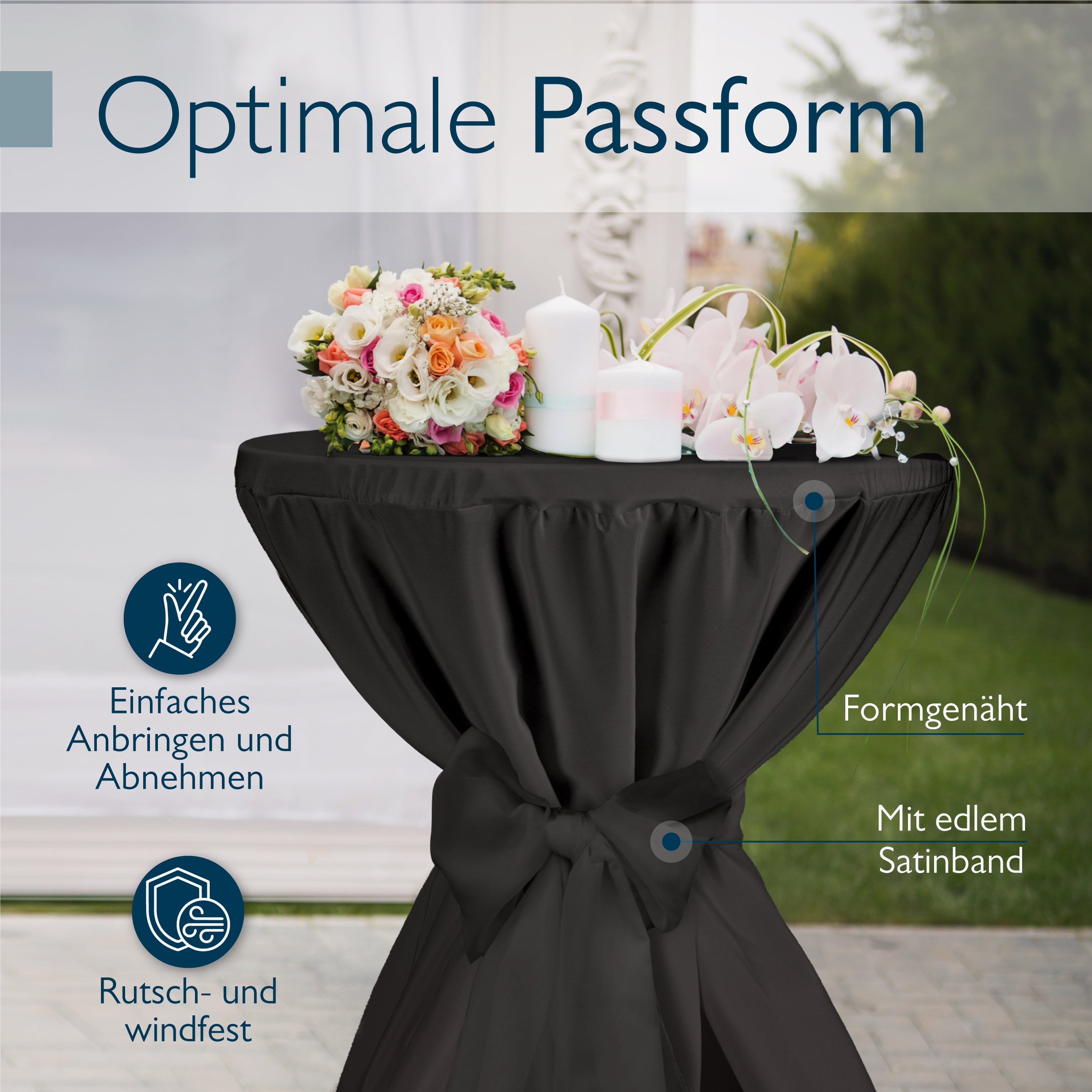 Beautissu 5er Set Premium Stehtischhusse für Stehtische Ø 60/70/80 cm