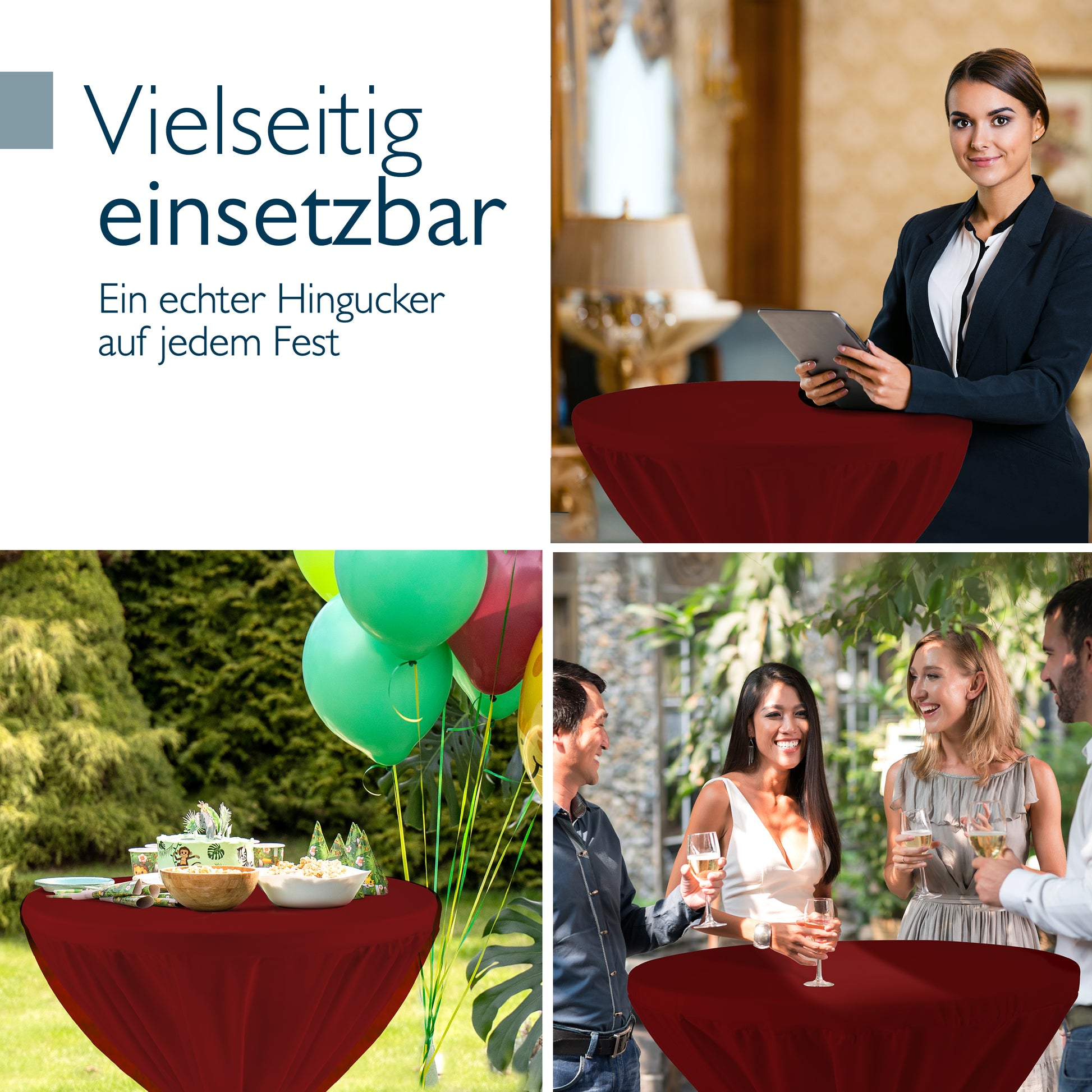 Beautissu 5er Set Premium Stehtischhusse für Stehtische Ø 60/70/80 cm