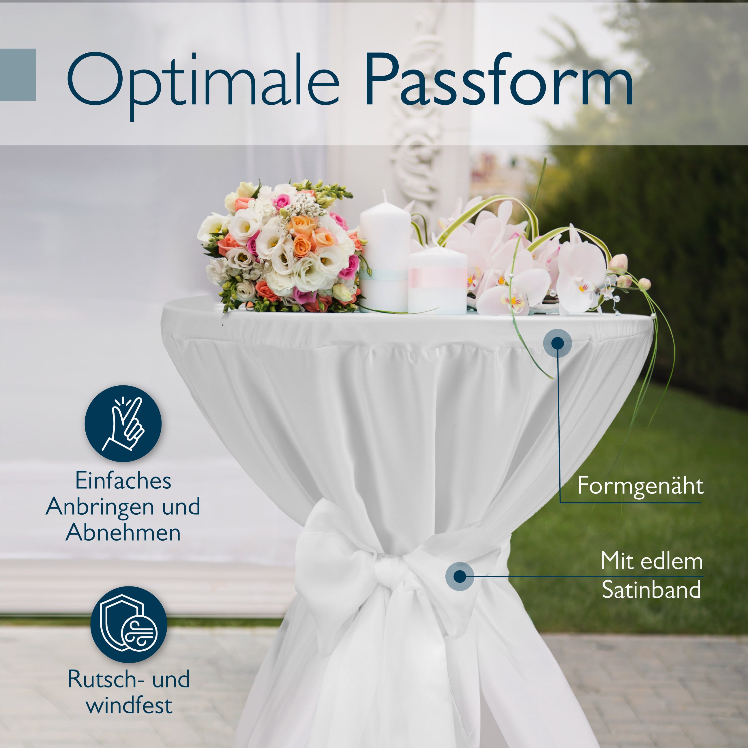 Beautissu 5er Set Premium Stehtischhusse für Stehtische Ø 60/70/80 cm