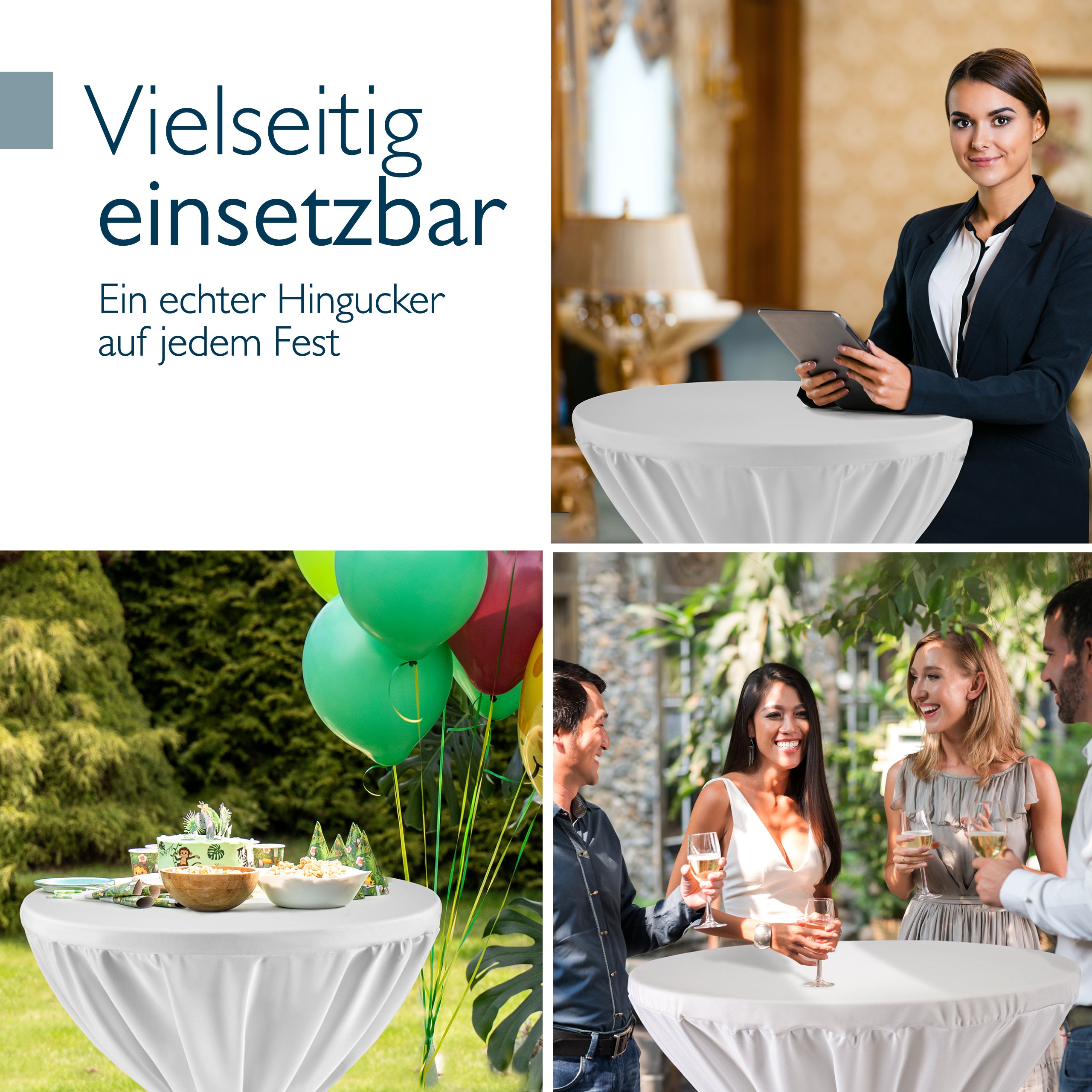 Beautissu 5er Set Premium Stehtischhusse für Stehtische Ø 60/70/80 cm