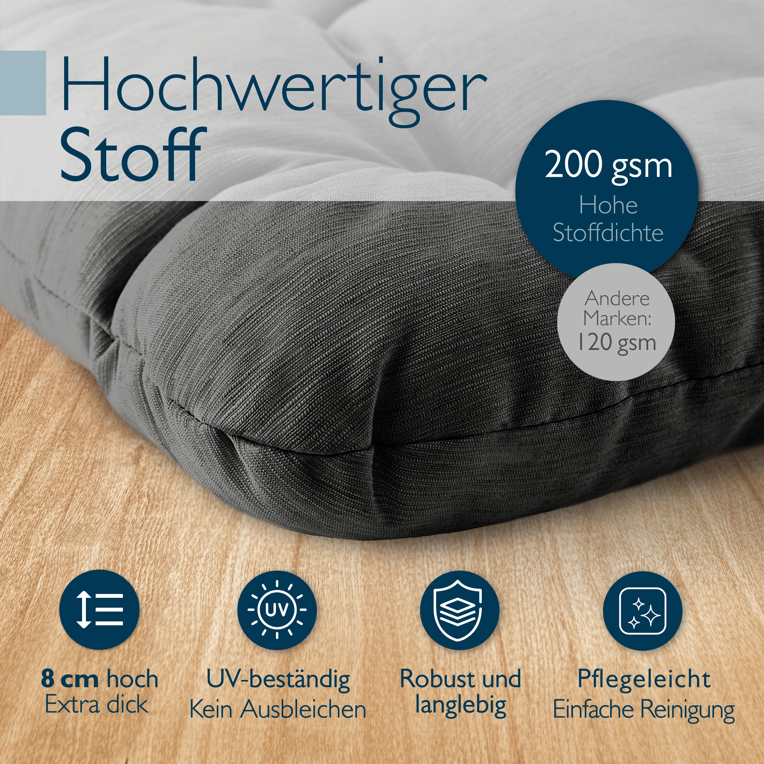 Beautissu Premium Indoor & Outdoor Sitzkissen 40×40x8 cm – Stuhlkissen