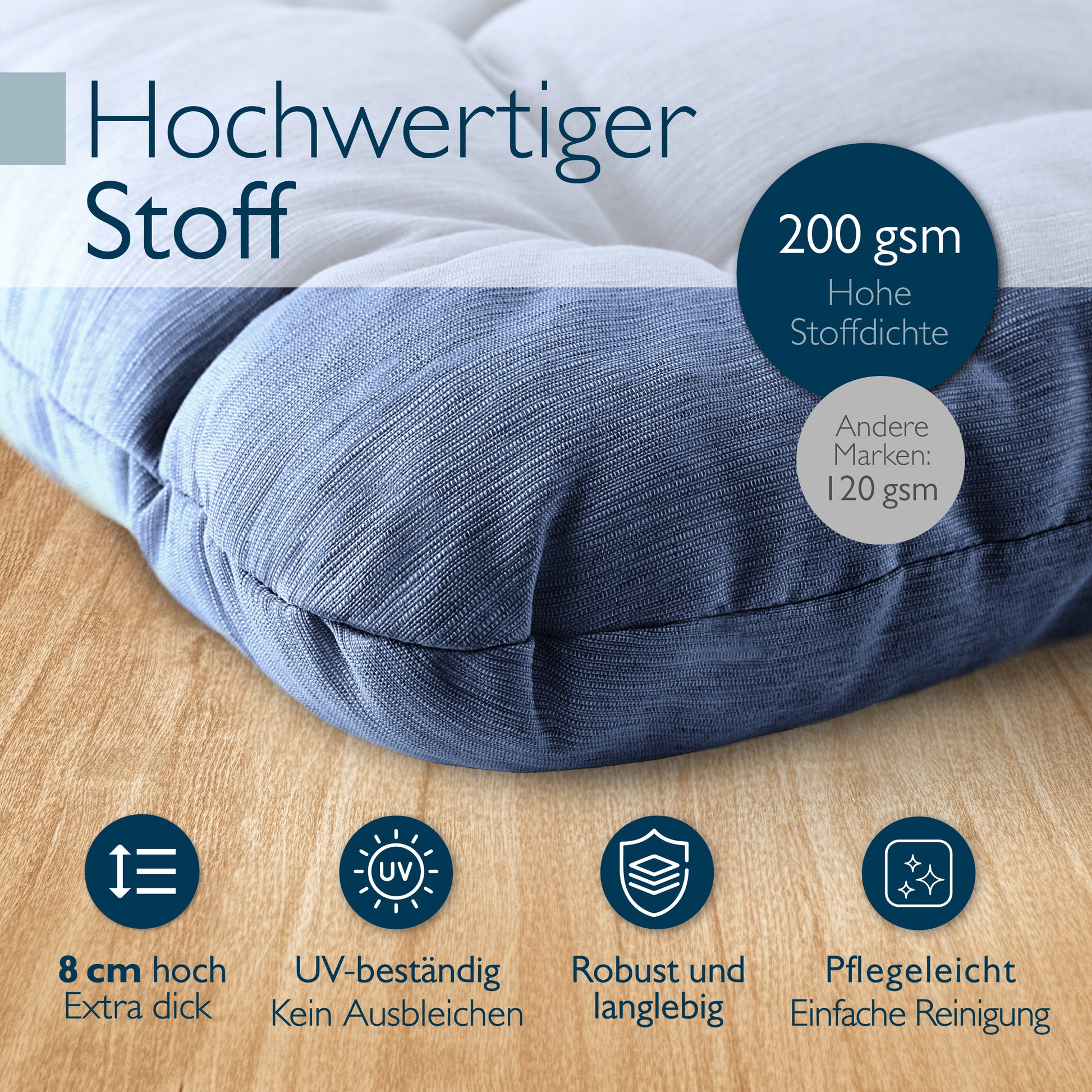 Beautissu Premium Indoor & Outdoor Sitzkissen 40×40x8 cm – Stuhlkissen