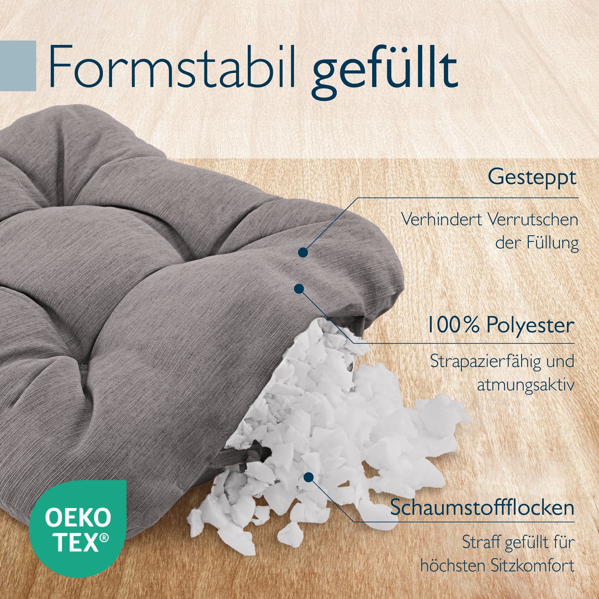 Beautissu Premium Indoor & Outdoor Sitzkissen 40×40x8 cm – Stuhlkissen